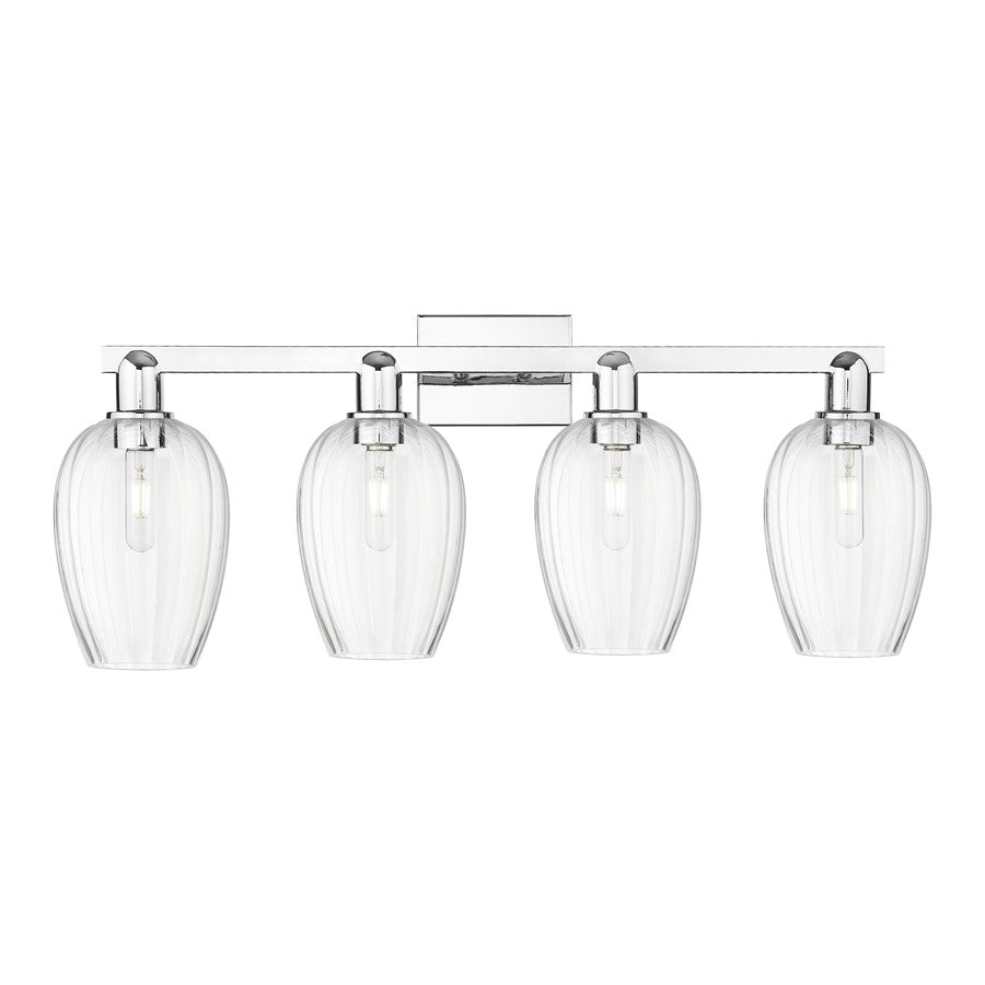 Innovations Preston 4Lt 36" Flute Bath Light, Chrome/Clear