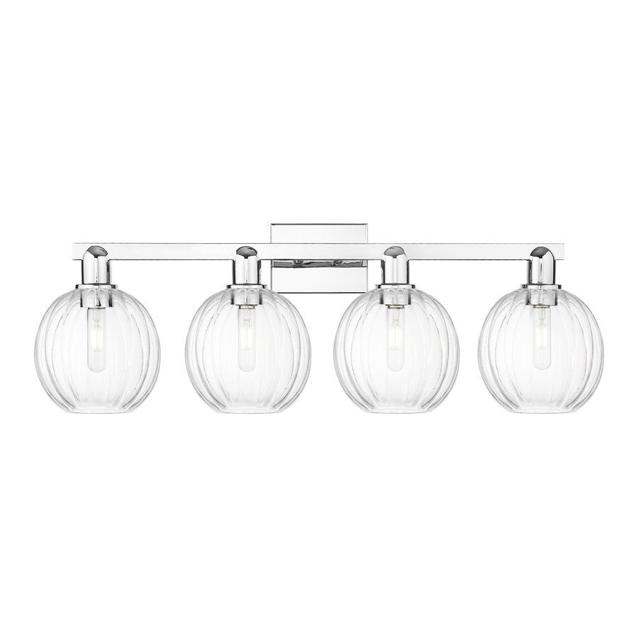 Innovations Preston 4Lt 36" Globe Bath Light, Chrome/Clear