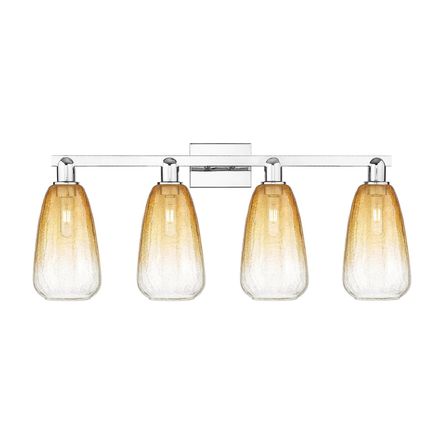 Innovations Brookhaven Almond 33in 4-Light Bath Vanity Light | Industrial Polished Chrome and Amber Glass | Bathroom Vanity | Model 716-4W-PC-G480-6AM