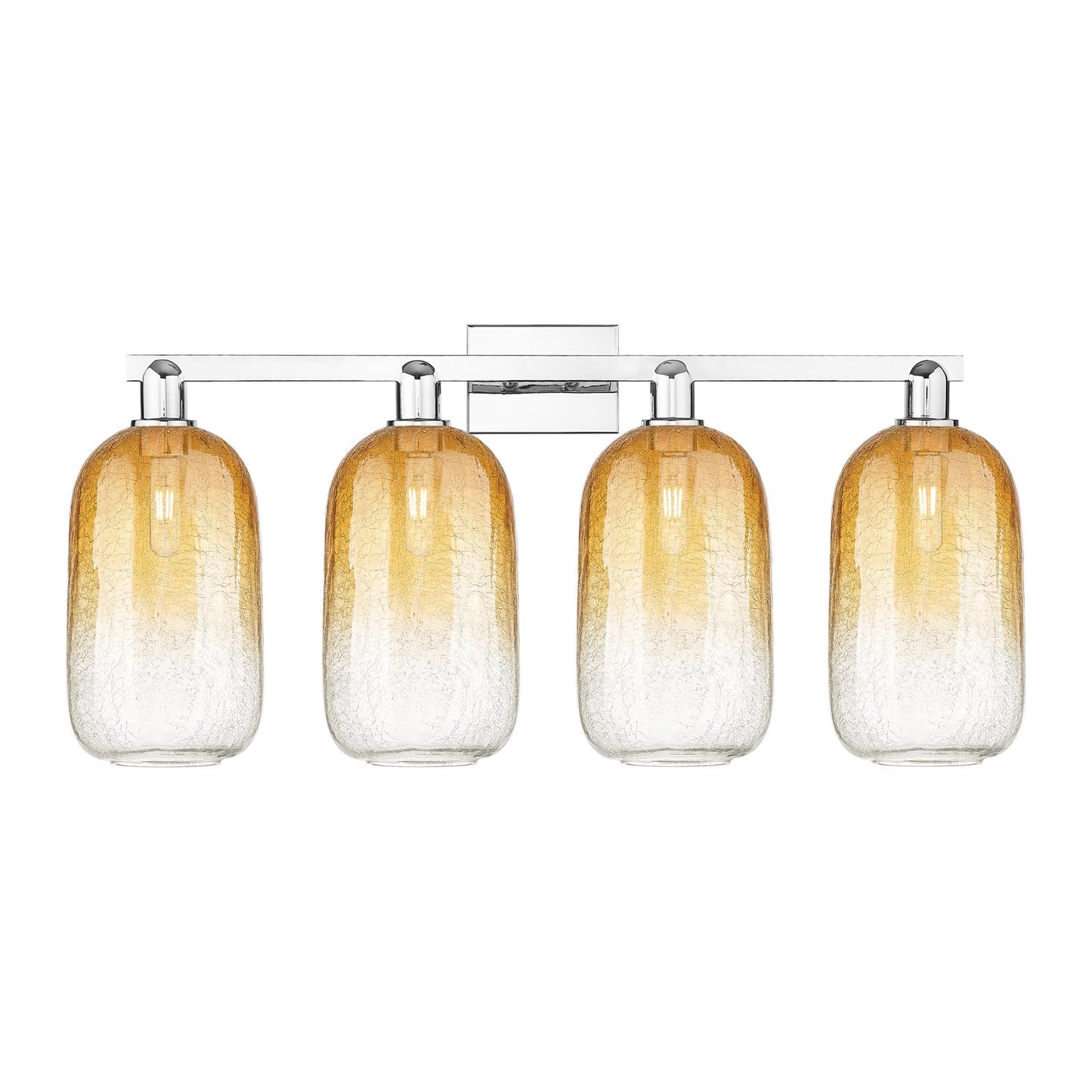 Innovations Brookhaven Cloche 34in 4-Light Bath Vanity Light | Industrial Modern Polished Chrome and Amber Glass | Bathroom | Model 716-4W-PC-G482-7AM