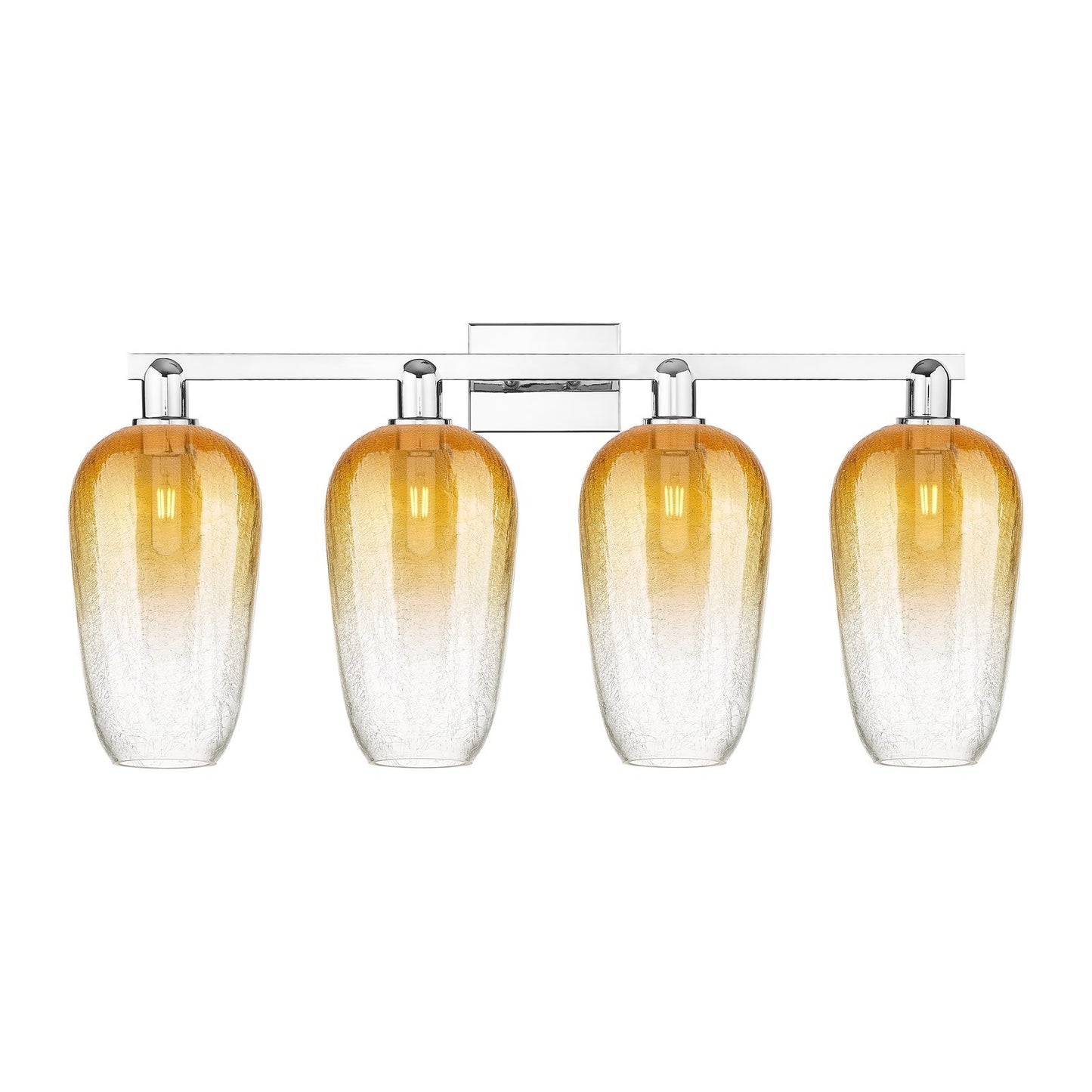 Innovations Brookhaven Flute 34in 4-Light Bath Vanity | Industrial Polished Chrome and Amber Glass | Bathroom Vanity | Model 716-4W-PC-G484-7AM