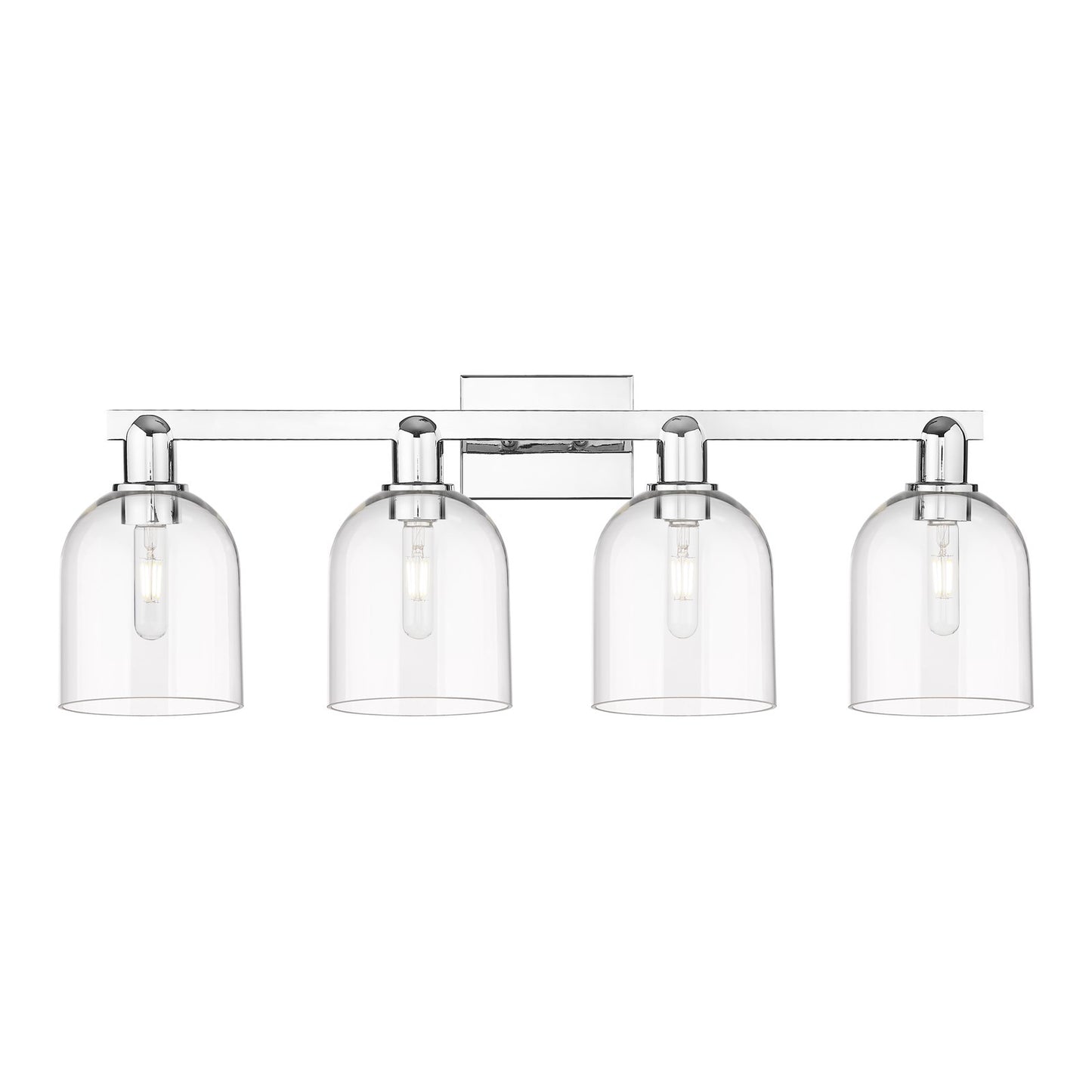 Innovations Bella 33in 4-Light Bath Vanity | Industrial Polished Chrome and Clear Glass | Bathroom Vanity Light | Model 716-4W-PC-G558-6CL