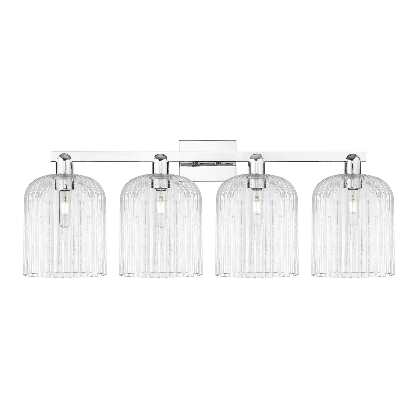 Innovations Bridal Veil 35in 4-Light Bath Vanity | Industrial Polished Chrome Steel and Clear Ribbed Glass | Bathroom & Powder | Model 716-4W-PC-G559-8CL