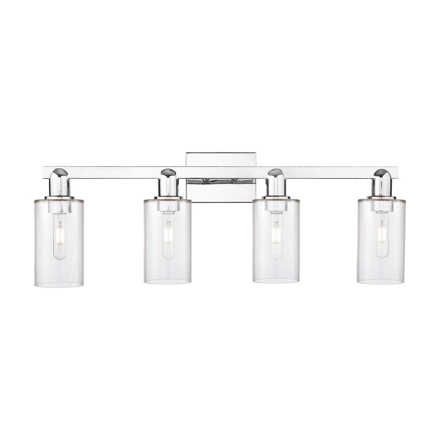 Innovations Clymer 31in 4-Light Bath Vanity Light | Industrial Polished Chrome and Clear Glass | Bathroom Vanity & Powder Room | Model 716-4W-PC-G802