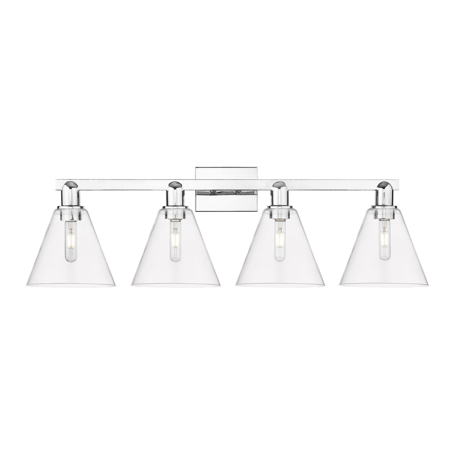 Innovations Berkshire Glass 35in 4-Light Bath Vanity | Industrial Transitional Polished Chrome and Clear Glass | Bathroom Vanity | Model 716-4W-PC-GBC-82