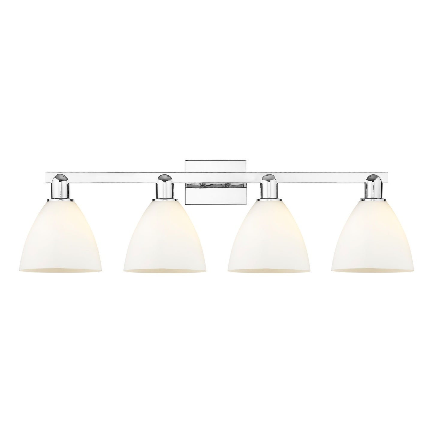 Innovations Bristol 34.5in 4-Light Bath Vanity | Industrial Polished Chrome and Matte White Glass | Bathroom Vanity & Powder | Model 716-4W-PC-GBD-751