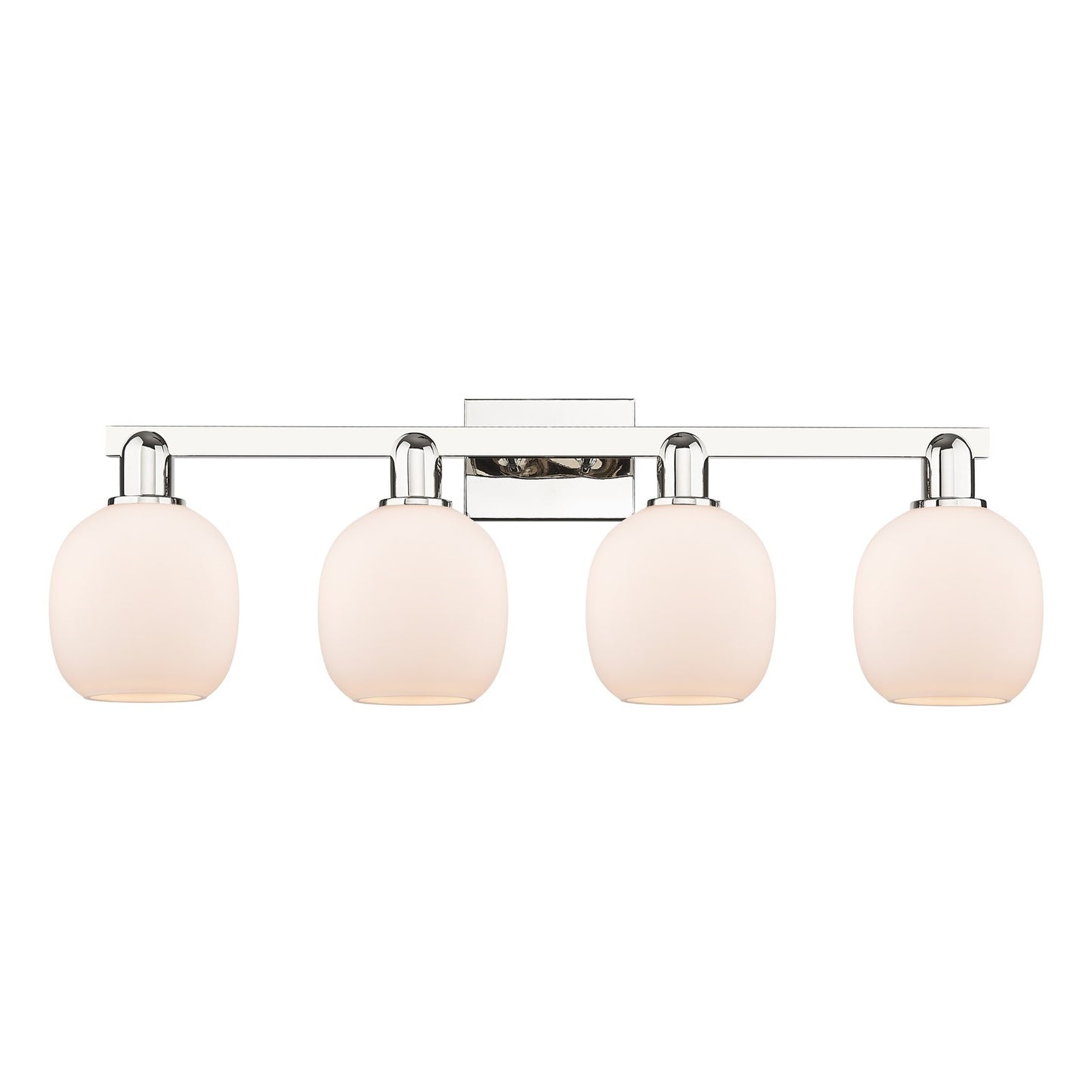 Innovations Belfast 33in 4-Light Bath Vanity Light | Industrial Polished Nickel and Matte White Glass | Bathroom Vanity & Powder | Model 716-4W-PN-G101
