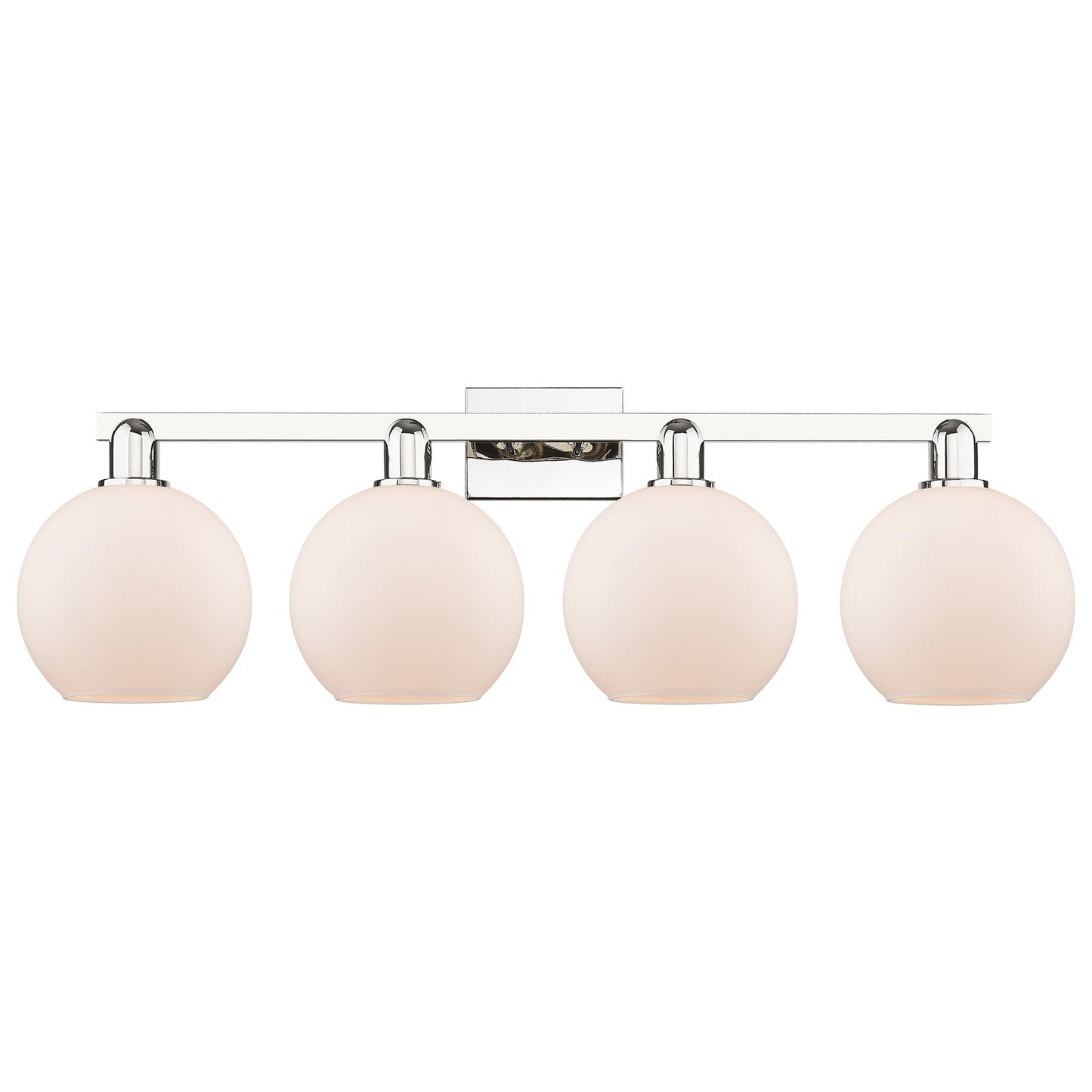 Innovations Athens 35in 4-Light Bath Vanity Light | Industrial Polished Nickel and Matte White Glass | Bathroom Vanity | Model 716-4W-PN-G121-8