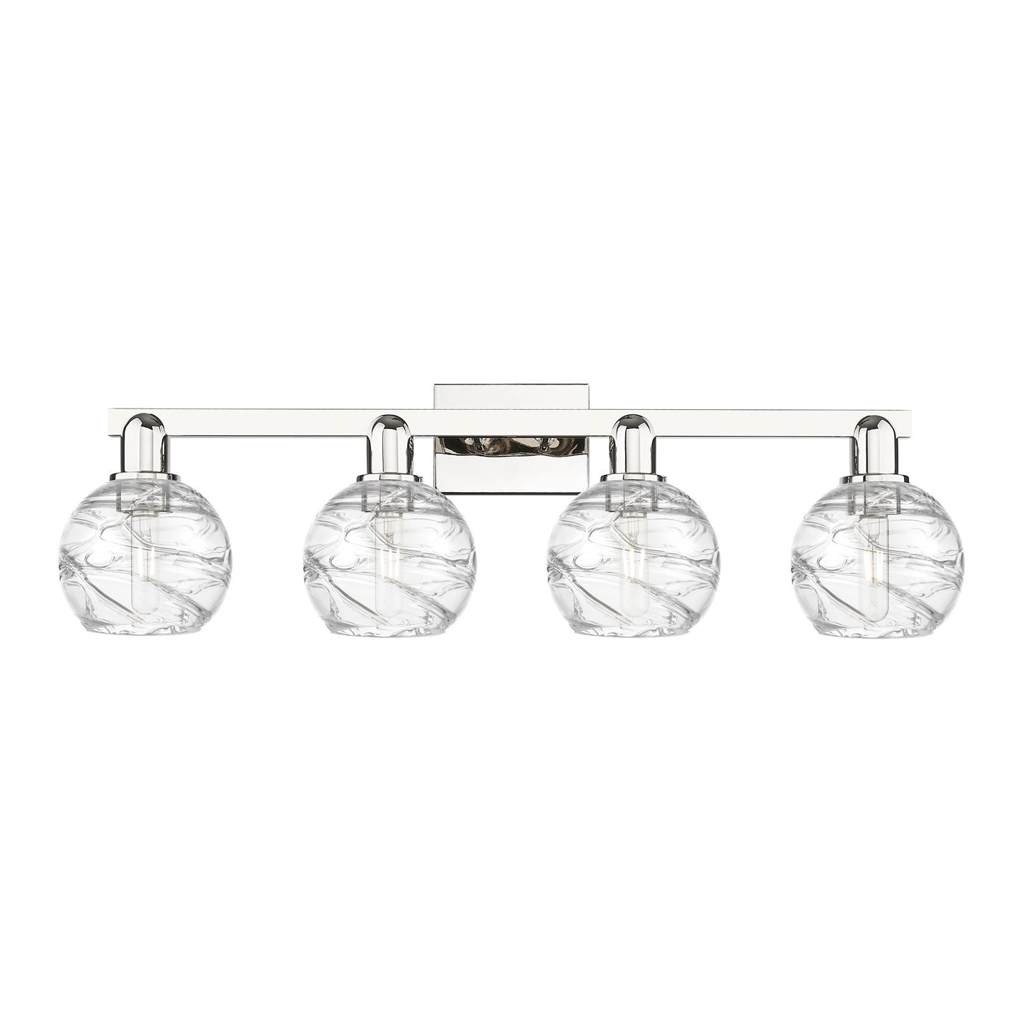 Innovations Athens Deco Swirl 36in 4-Light Bath Vanity Light | Industrial Polished Nickel Steel and Clear Glass | Bathroom | Model 716-4W-PN-G1213-6CL