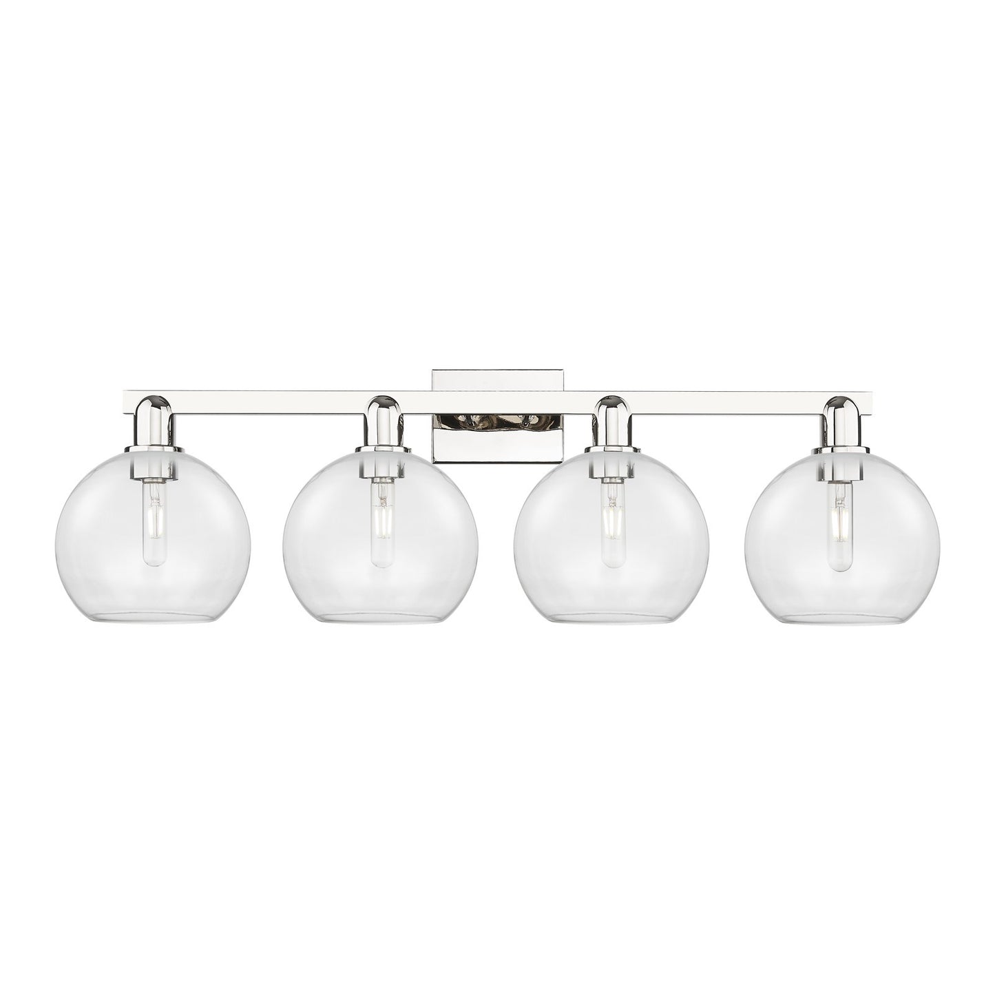 Innovations Athens 35in 4-Light Bath Vanity Light | Industrial Polished Nickel Steel and Clear Glass | Bathroom Vanity | Model 716-4W-PN-G122-8