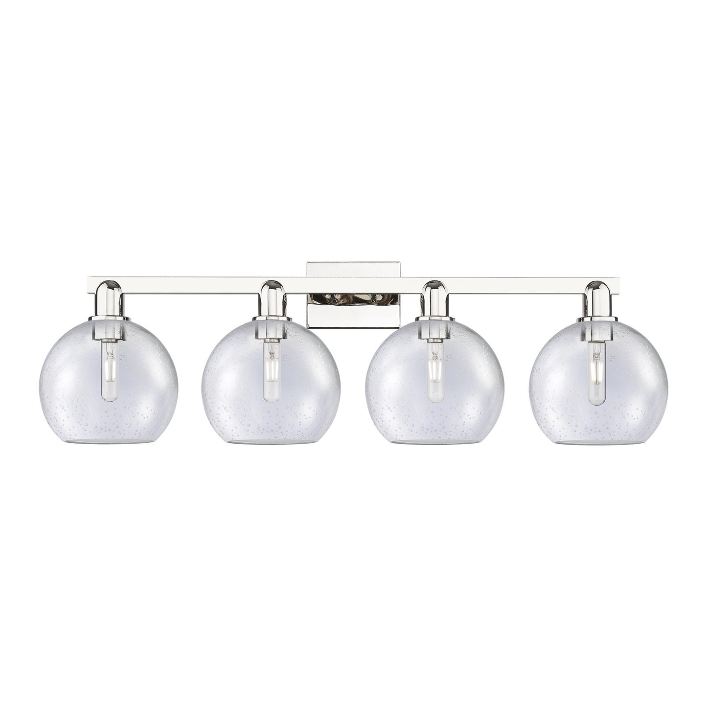 Innovations Athens 35in 4-Light Bath Vanity Light | Industrial Polished Nickel Steel and Seedy Glass | Bathroom Vanity | Model 716-4W-PN-G124-8