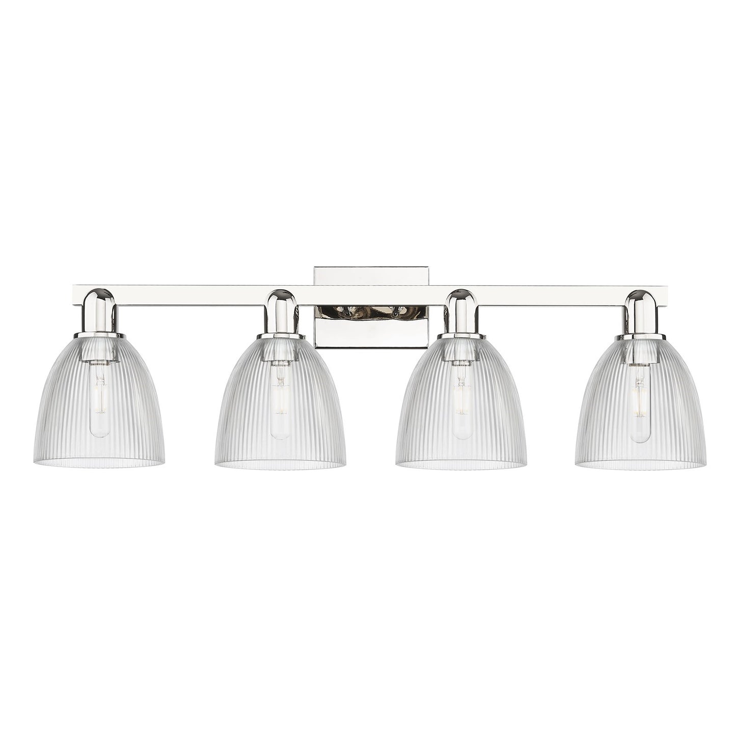 Innovations Castile 33in 4-Light Bath Vanity Light | Industrial Polished Nickel and Clear Glass | Bathroom Vanity | Model 716-4W-PN-G382