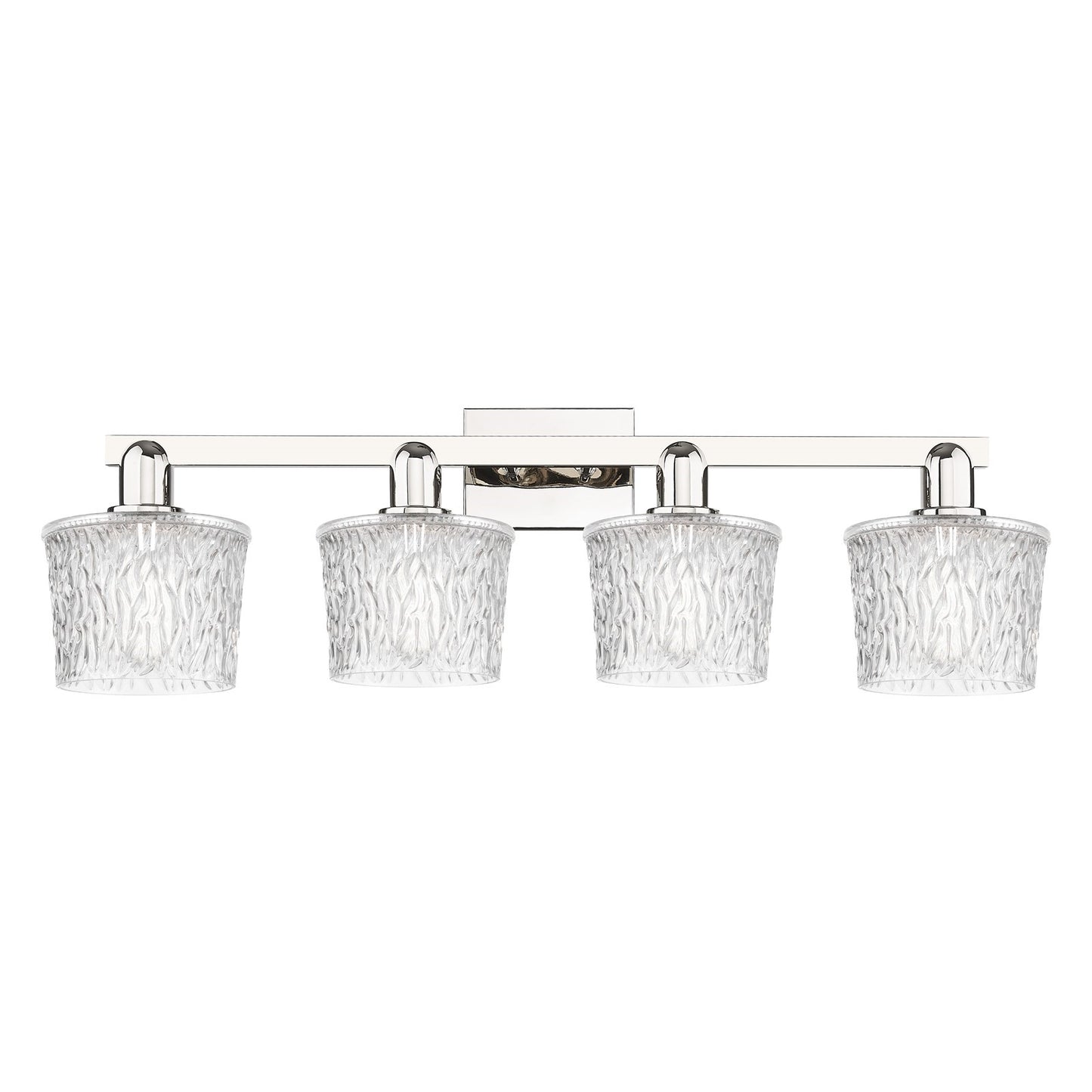 Innovations Niagara 34in 4-Light Bath Vanity Light | Industrial Polished Nickel Steel and Clear Glass | Bathroom Vanity | Model 716-4W-PN-G402