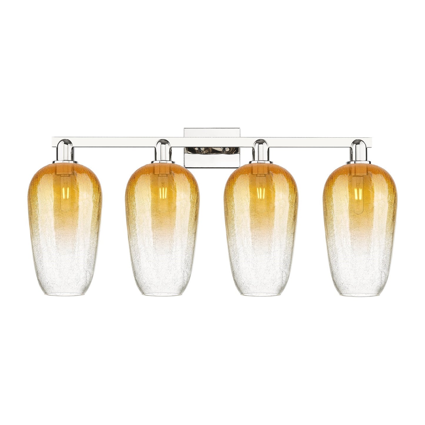 Innovations Brookhaven Flute 34in 4-Light Bath Vanity | Industrial Polished Nickel and Amber Glass | Bathroom Vanity Light | Model 716-4W-PN-G484-7AM