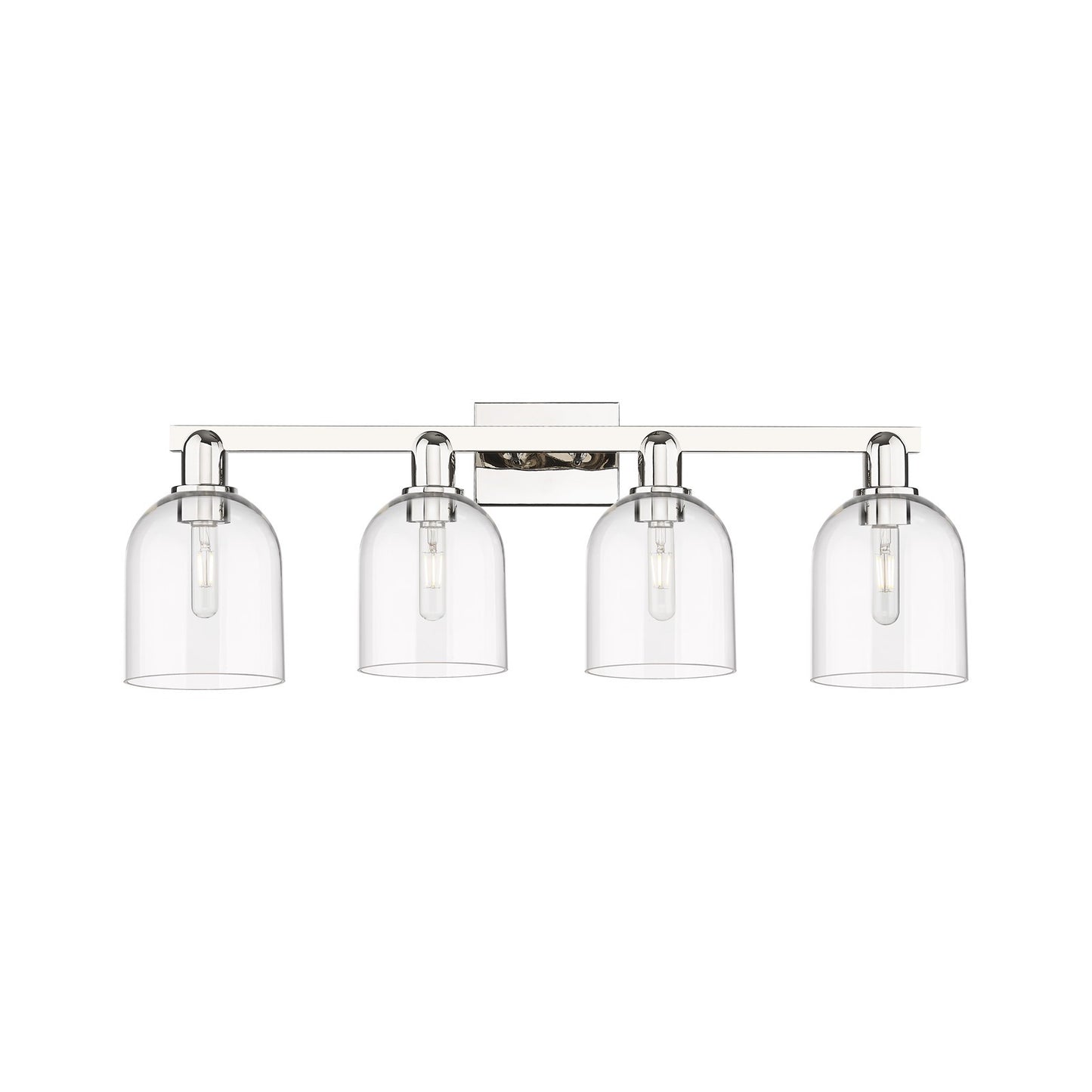 Innovations Bella 33in 4-Light Bath Vanity Light | Industrial Modern Polished Nickel and Clear Glass | Bathroom Vanity | Model 716-4W-PN-G558-6CL