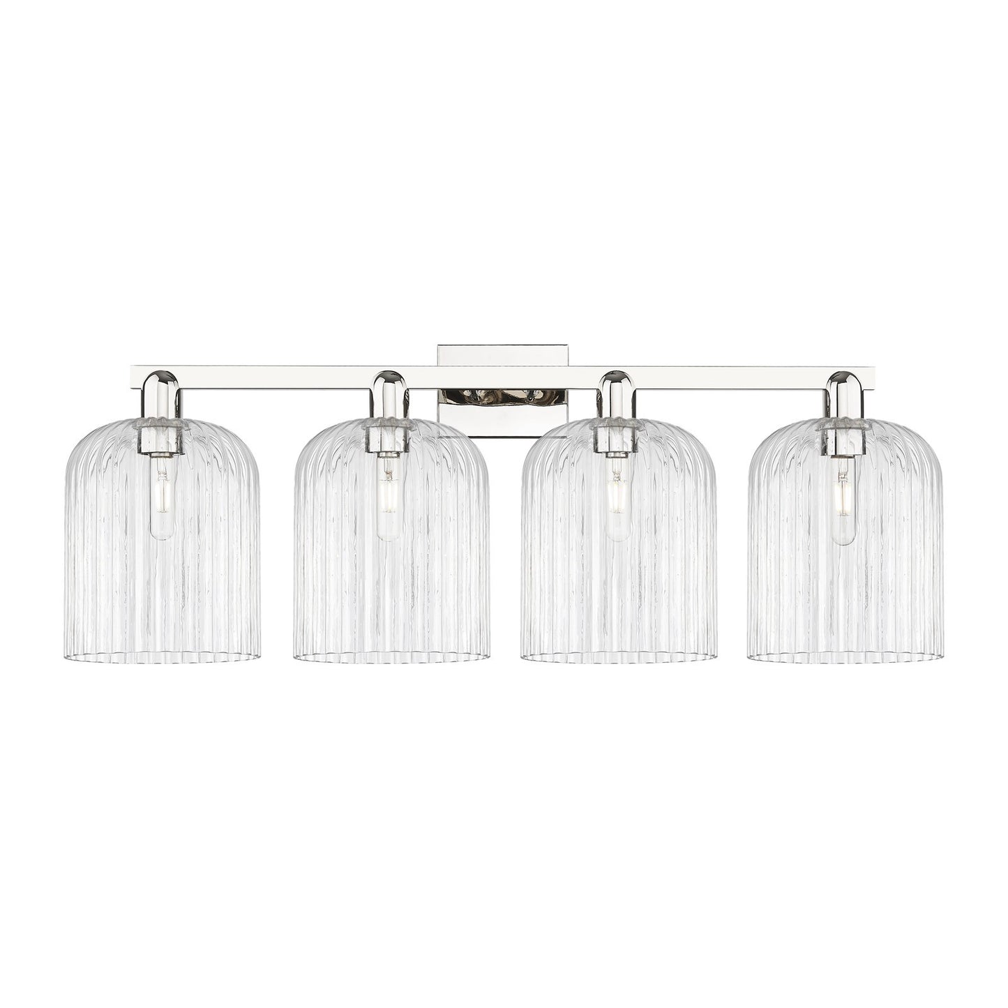 Innovations Bridal Veil 35in 4-Light Bath Vanity Light | Industrial Polished Nickel and Clear Ribbed Glass | Bathroom Vanity | Model 716-4W-PN-G559-8CL