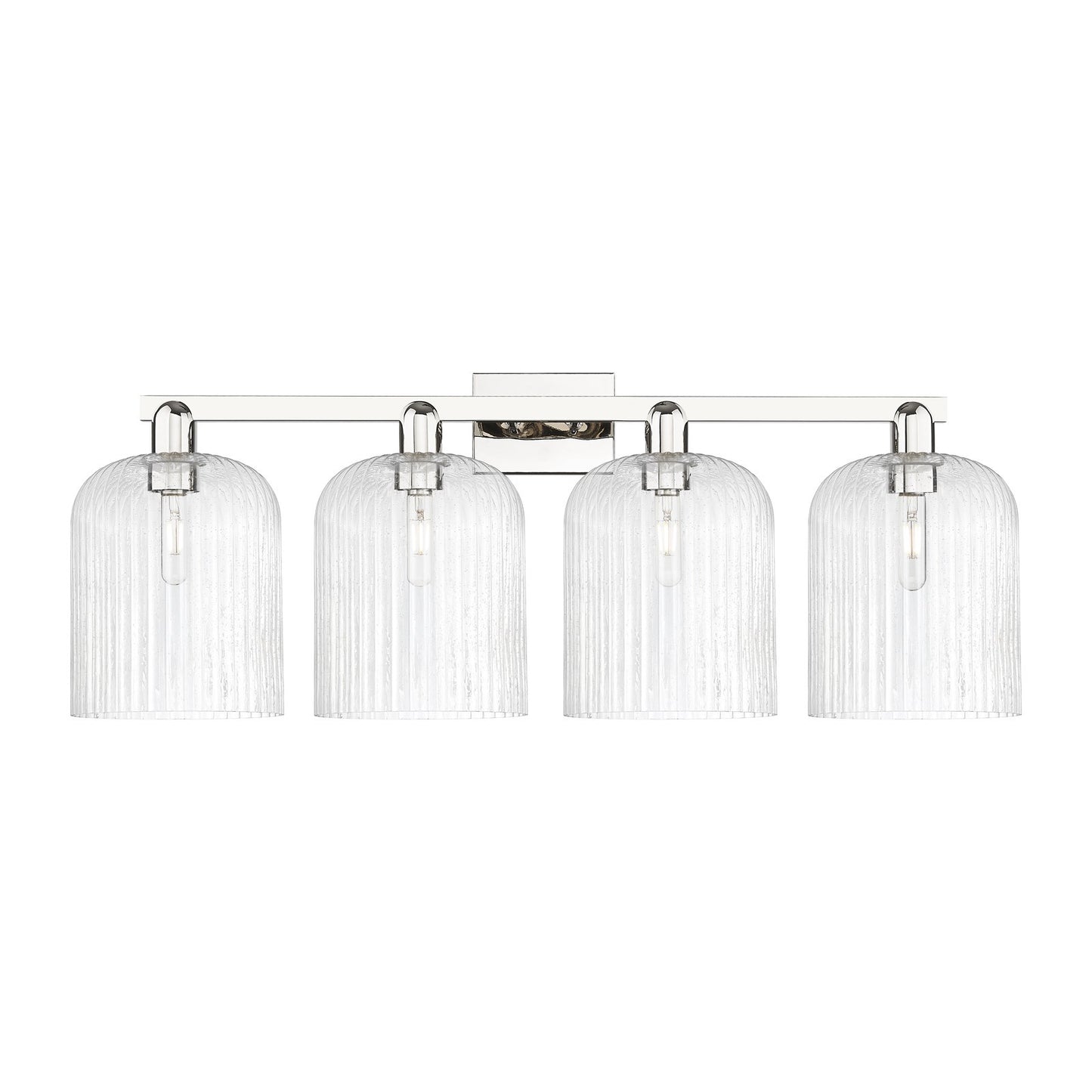 Innovations Bridal Veil 35in 4-Light Bath Vanity Light | Industrial Polished Nickel and Seedy Glass | Bathroom Vanity | Model 716-4W-PN-G559-8SDY