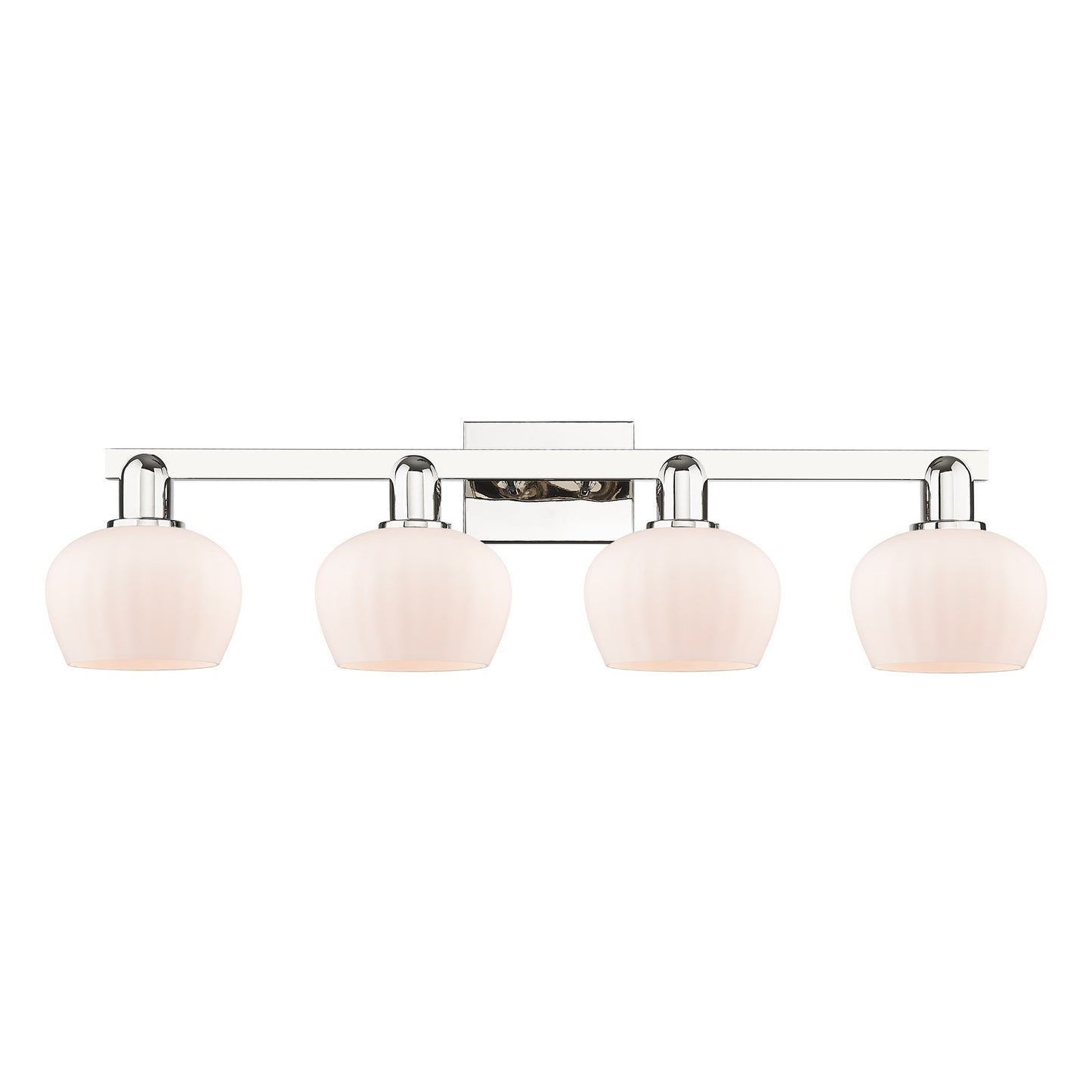 Innovations Fenton 34in 4-Light Bath Vanity Light | Industrial Polished Nickel and Matte White Ribbed Glass | Bathroom Vanity & | Model 716-4W-PN-G91