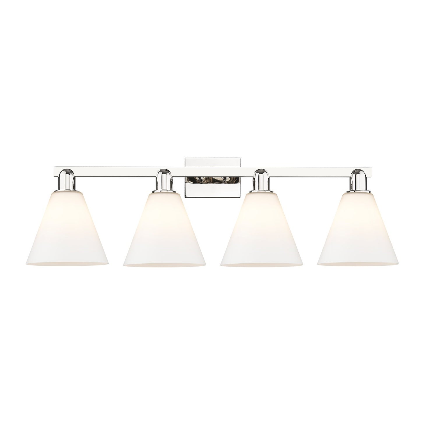 Innovations Berkshire Glass 35in 4-Light Bath Vanity Light | Industrial Polished Nickel and Matte White Cased Glass | Bathroom | Model 716-4W-PN-GBC-81
