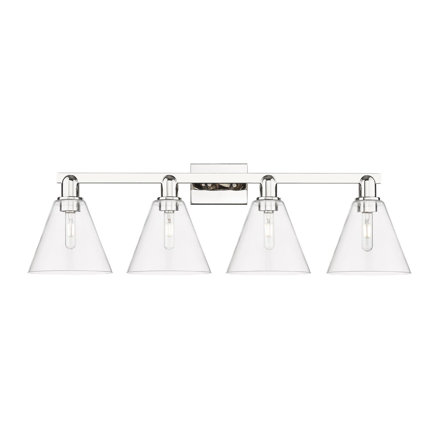 Innovations Berkshire Glass 35in 4-Light Bath Vanity Light | Industrial Polished Nickel Steel and Clear Glass | Bathroom Vanity & | Model 716-4W-PN-GBC-82