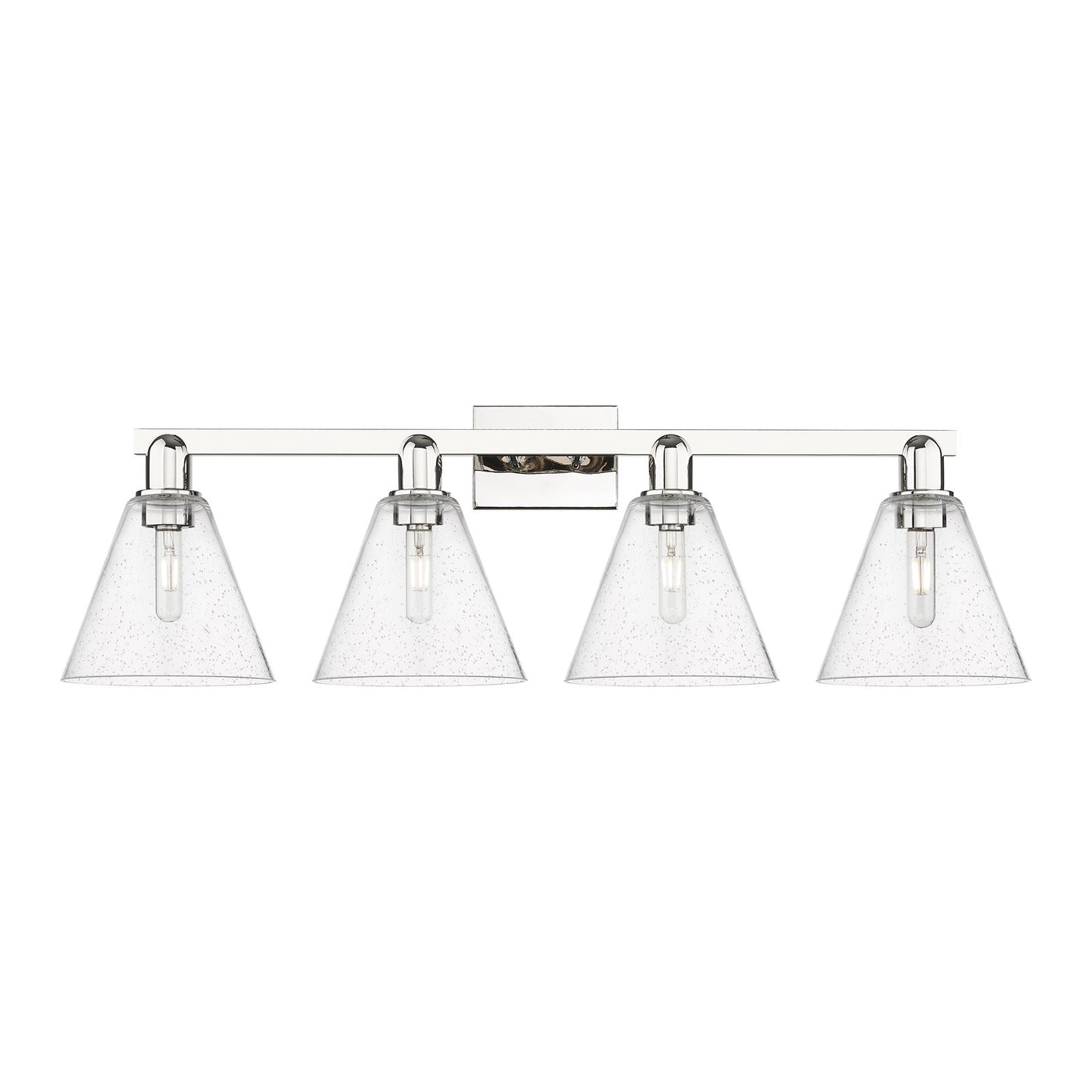 Innovations Berkshire Glass 35in 4-Light Bath Vanity Light | Industrial Polished Nickel and Seedy Glass | Bathroom Vanity | Model 716-4W-PN-GBC-84