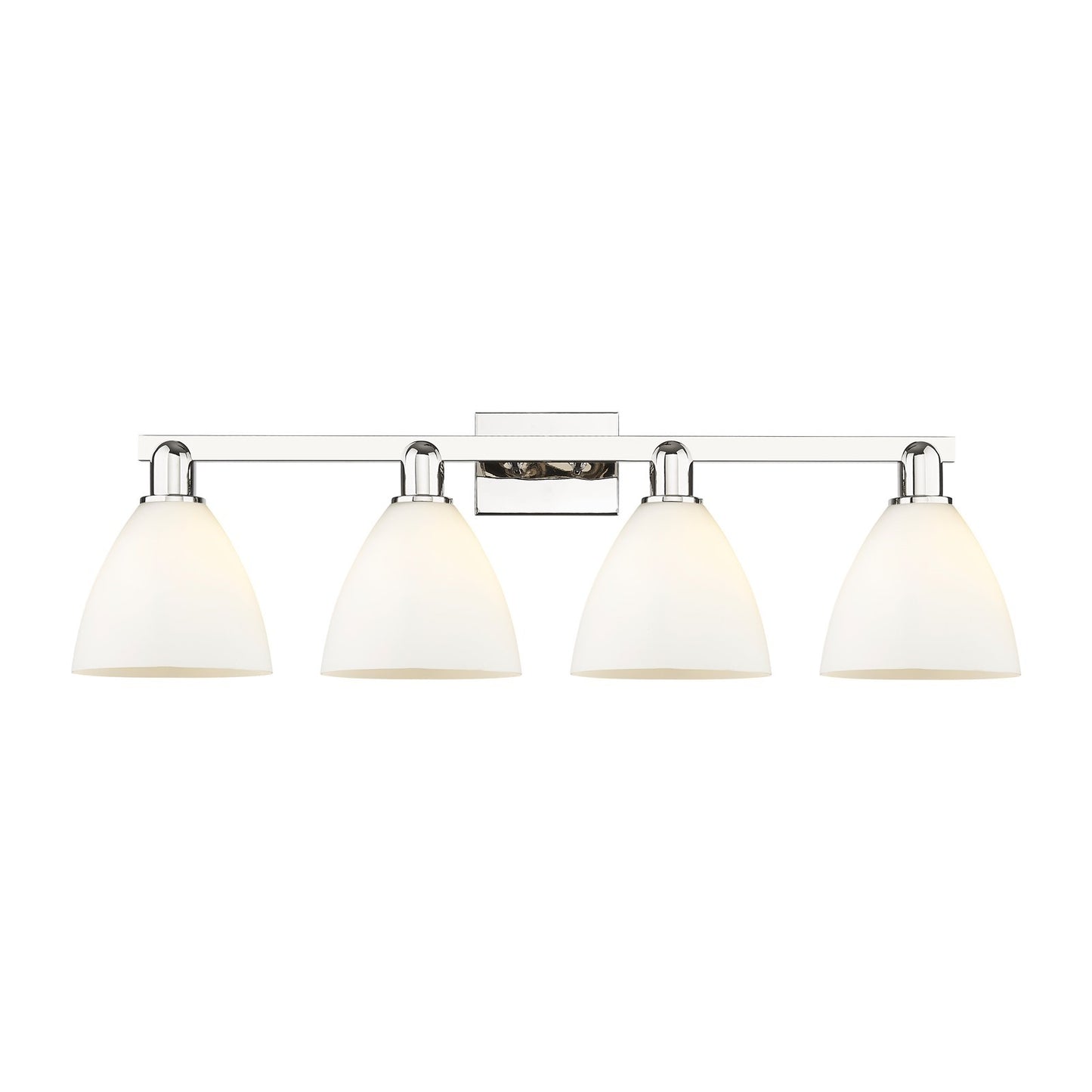 Innovations Bristol 34.5in 4-Light Bath Vanity Light | Industrial Polished Nickel and Matte White Glass | Bathroom Vanity | Model 716-4W-PN-GBD-751