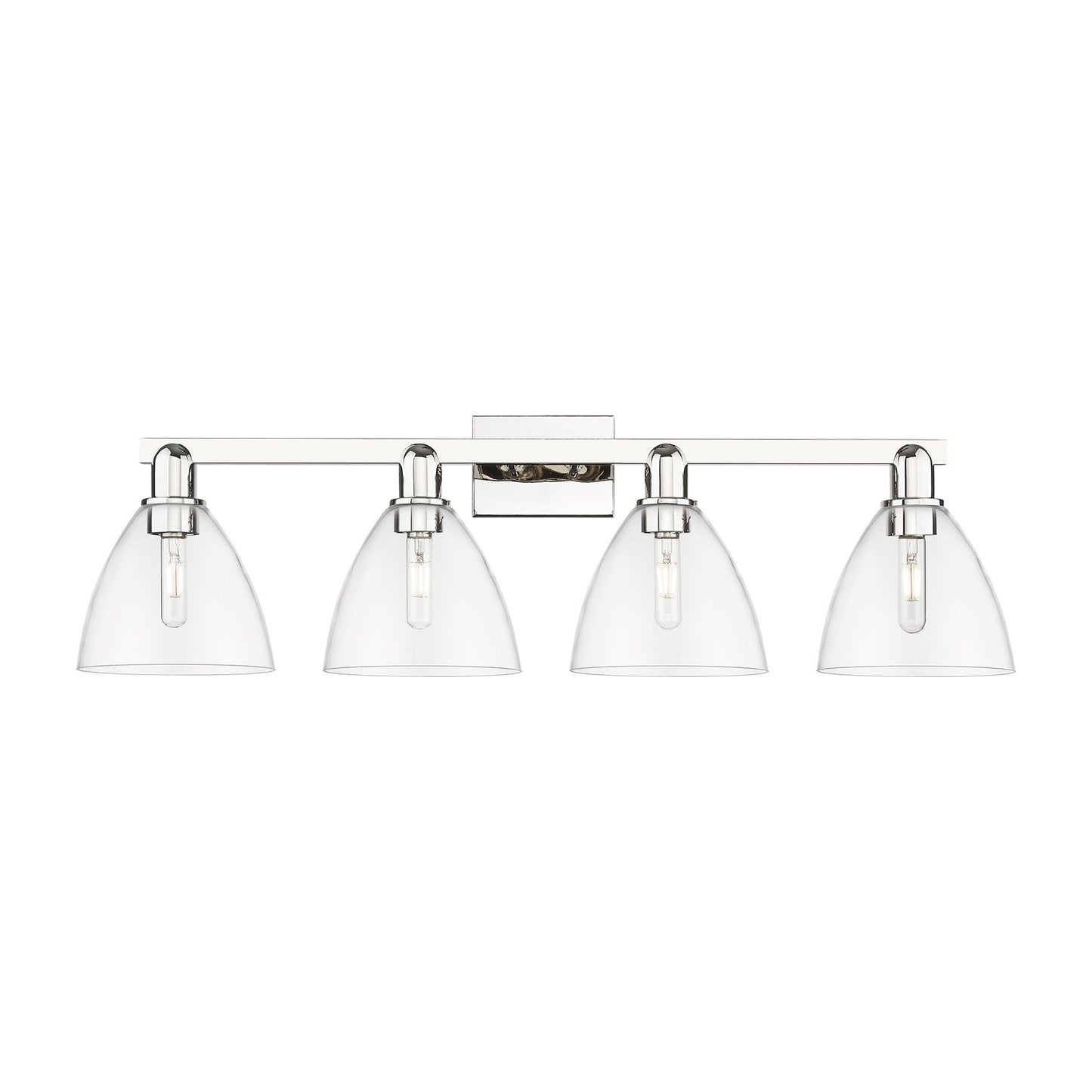 Innovations Bristol 34.5in 4-Light Bath Vanity | Industrial Transitional Polished Nickel and Clear Glass | Bathroom Vanity Above | Model 716-4W-PN-GBD-752