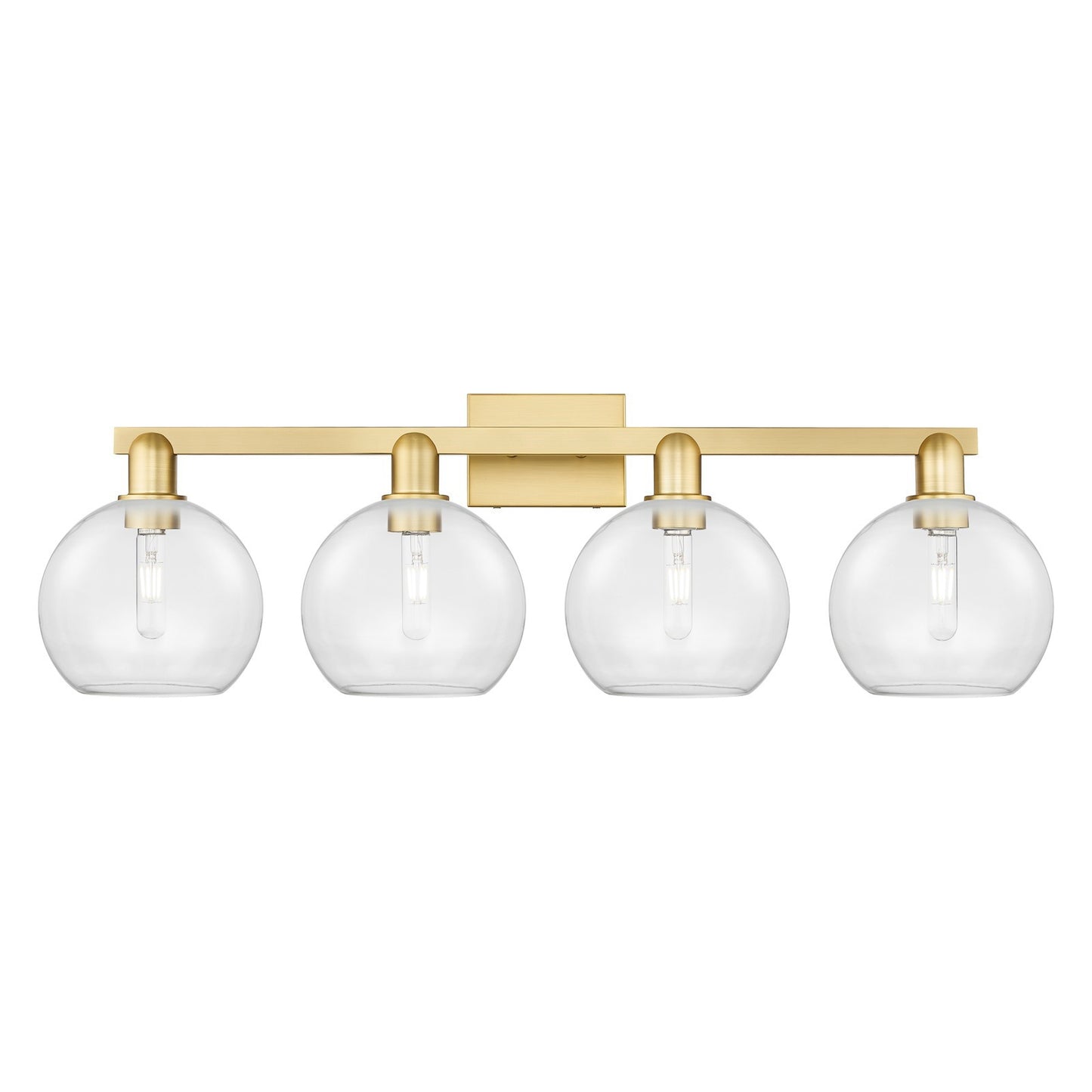 Innovations Athens 35in 4-Light Bath Vanity Light | Industrial Satin Gold Steel and Clear Glass | Bathroom Vanity & Powder Room | Model 716-4W-SG-G122-8