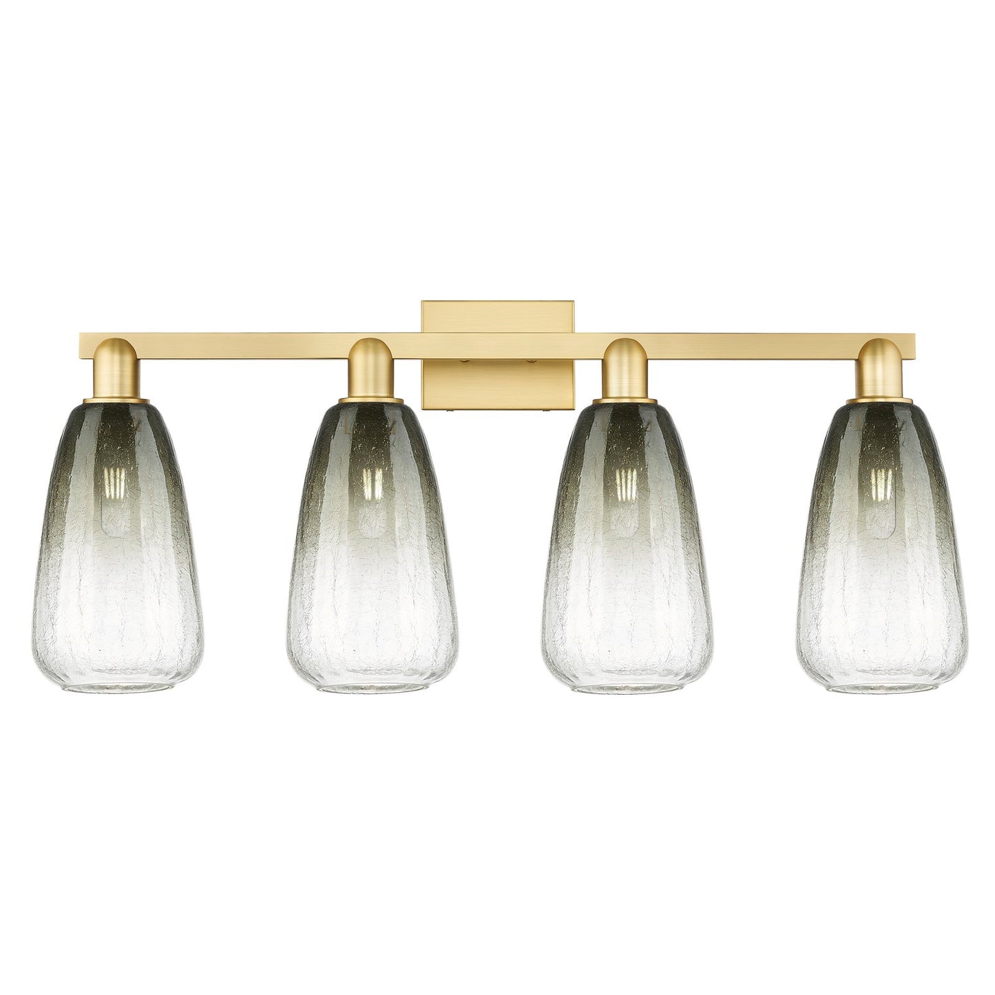 Innovations Brookhaven Almond 33in 4-Light Bath Vanity Light | Industrial Satin Gold Steel and Slate Glass | Bathroom Vanity | Model 716-4W-SG-G480-6SL