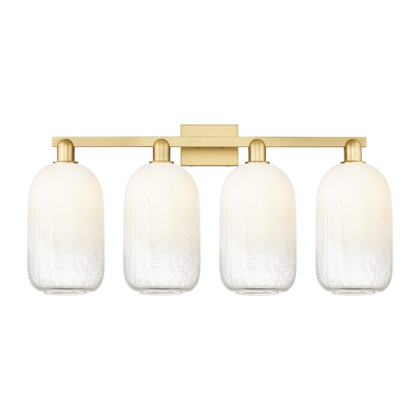 Innovations Brookhaven Cloche 34in 4-Light Bath Vanity Light | Industrial Satin Gold Steel and Opal Glass | Bathroom Vanity | Model 716-4W-SG-G482-7OP
