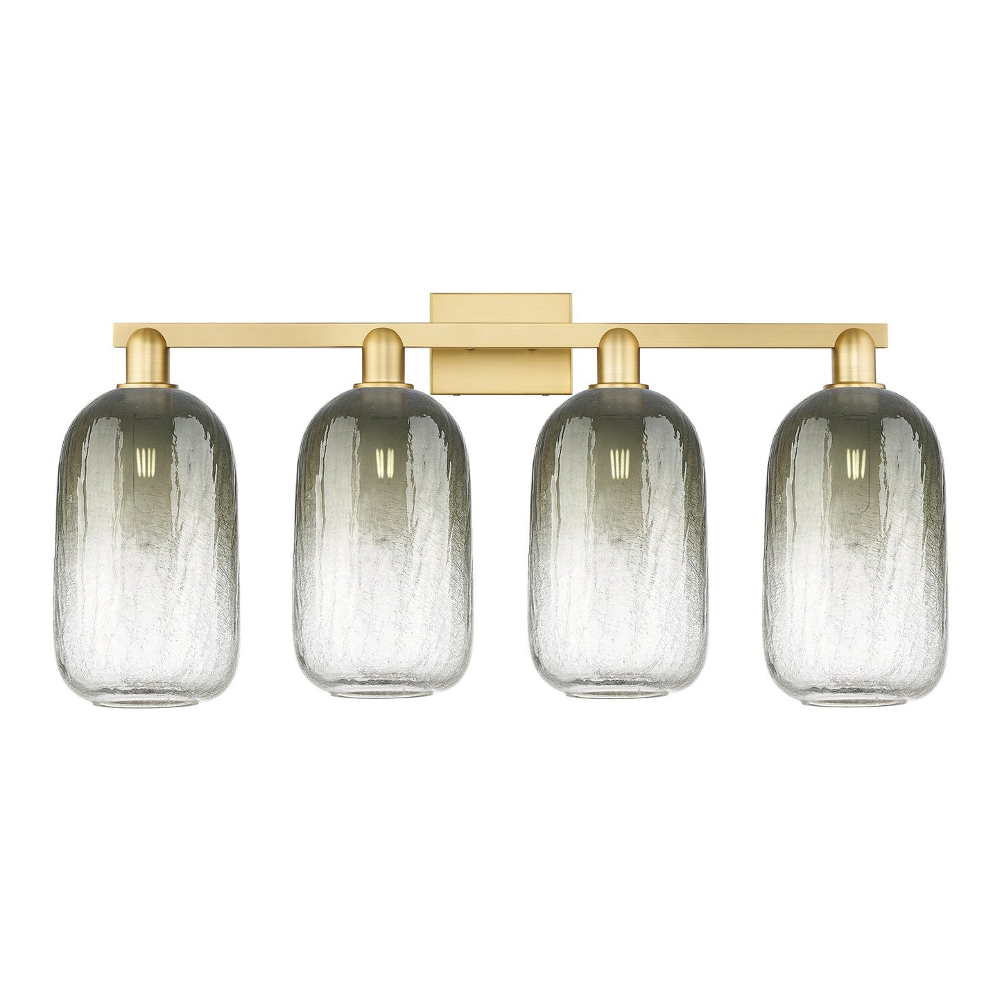 Innovations Brookhaven Cloche 34in 4-Light Bath Vanity | Industrial Satin Gold Steel and Slate Glass | Bathroom & Powder Room | Model 716-4W-SG-G482-7SL