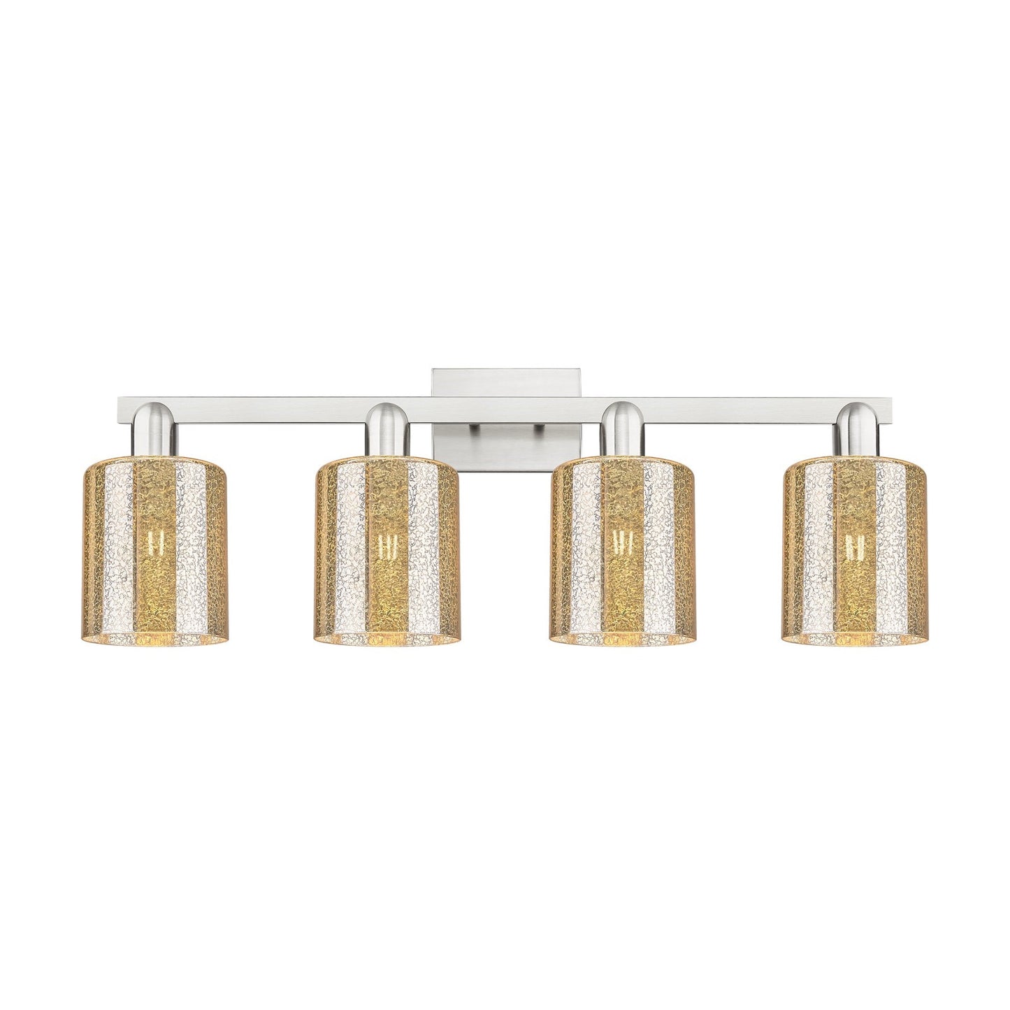 Innovations Cobbleskill 32in 4-Light Bath Vanity Light | Industrial Brushed Satin Nickel and Mercury Glass | Bathroom Vanity | Model 716-4W-SN-G116