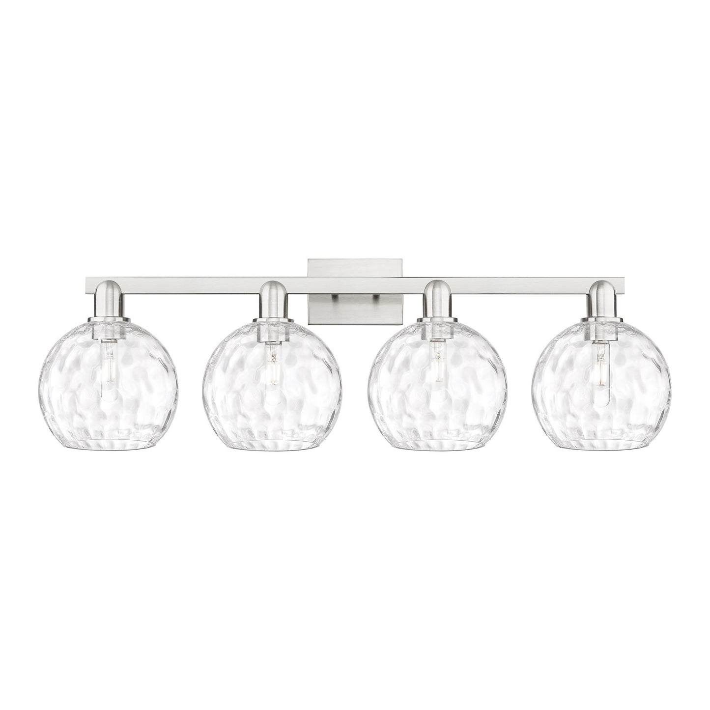 Innovations Athens Water Glass 35in 4-Light Bath Vanity Light | Industrial Brushed Satin Nickel and Clear Glass | Bathroom | Model 716-4W-SN-G1215-8