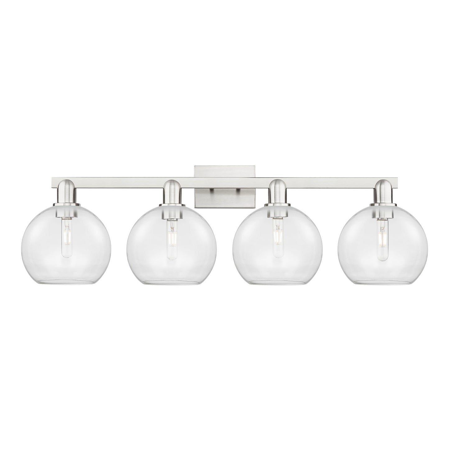 Innovations Athens 35in 4-Light Bath Vanity Light | Industrial Brushed Satin Nickel and Clear Glass | Bathroom Vanity | Model 716-4W-SN-G122-8