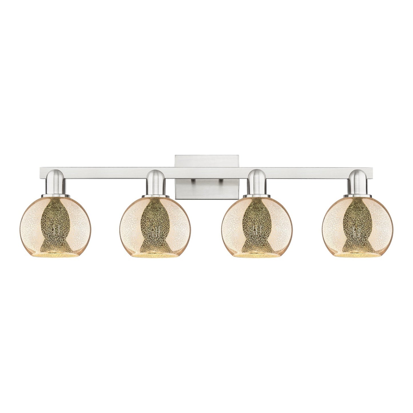 Innovations Athens 33in 4-Light Bath Vanity Light | Industrial Brushed Satin Nickel and Mercury Glass | Bathroom Vanity | Model 716-4W-SN-G128-6