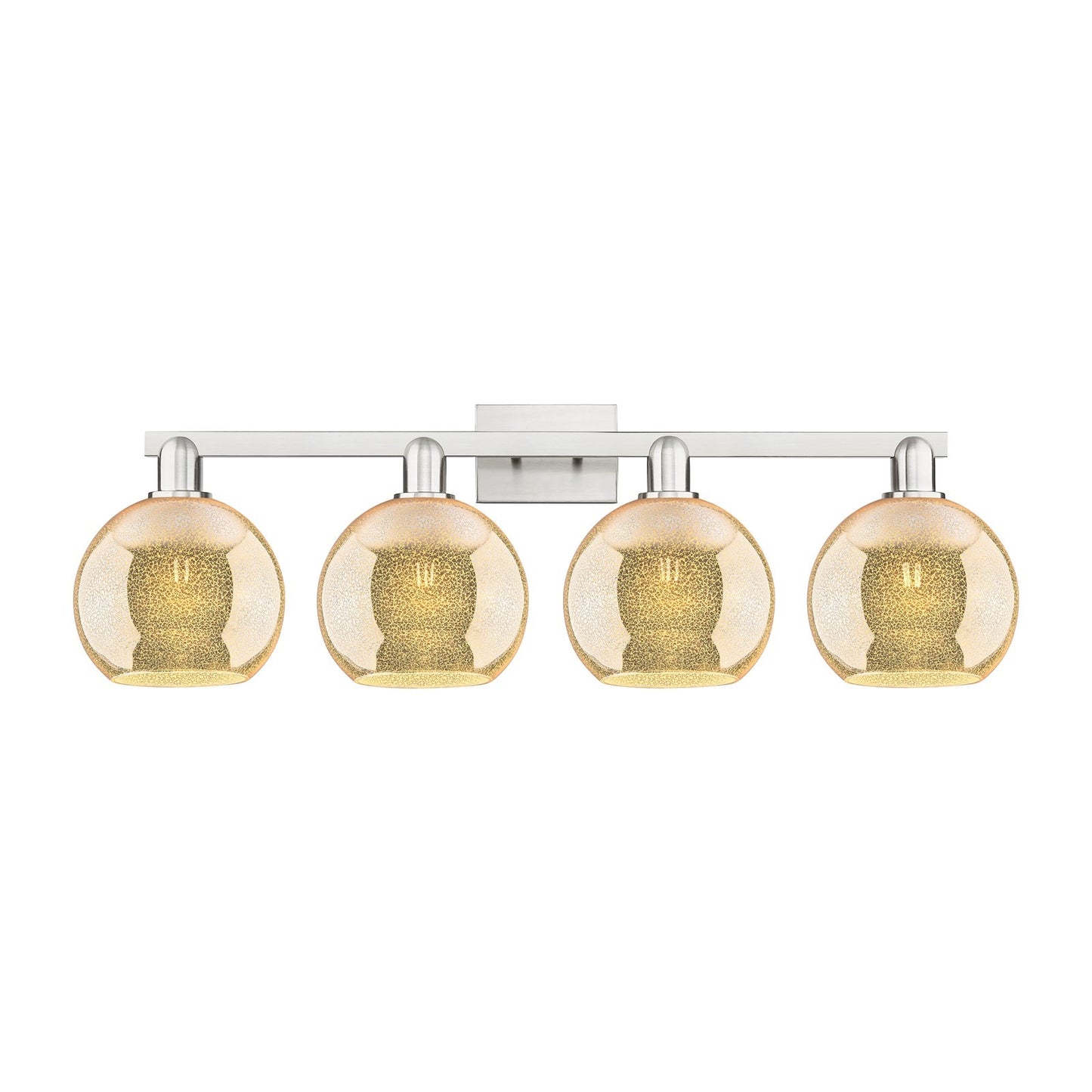 Innovations Athens 35in 4-Light Bath Vanity Light | Industrial Brushed Satin Nickel and Mercury Glass | Bathroom Vanity & Powder | Model 716-4W-SN-G128-8