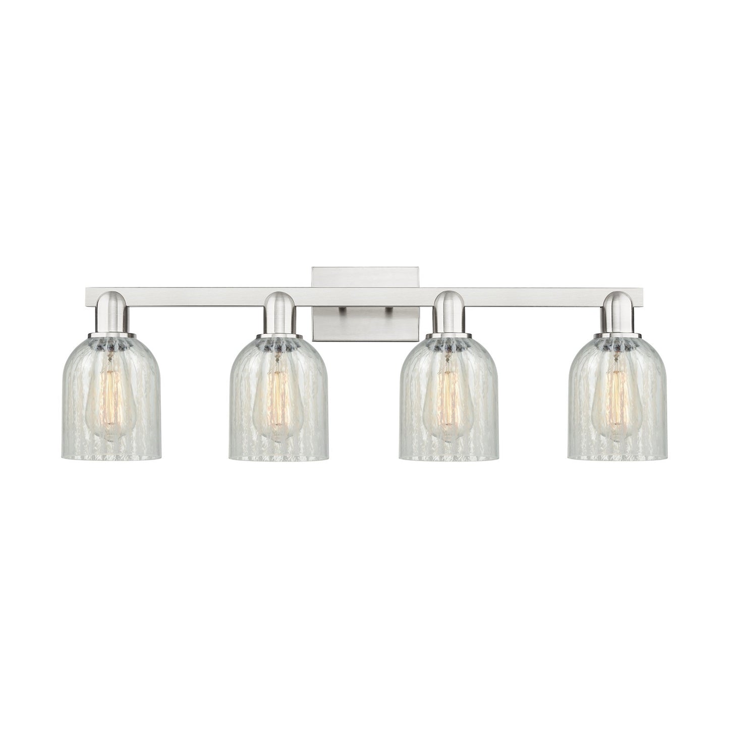 Innovations Caledonia 32in 4-Light Bath Vanity | Industrial Brushed Satin Nickel and Mouchette Glass | Bathroom Vanity Light | Model 716-4W-SN-G2511