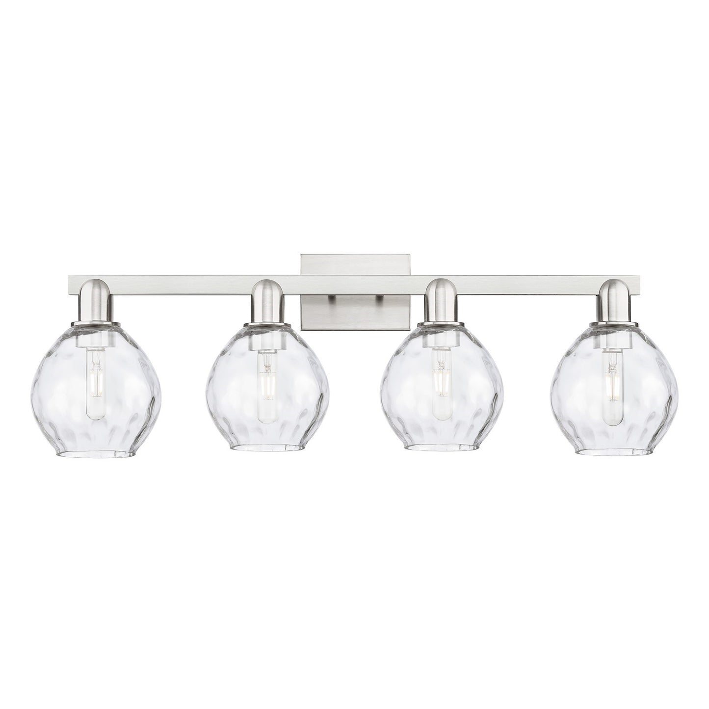 Innovations Waverly 33in 4-Light Bath Vanity | Industrial Brushed Satin Nickel and Clear Glass | Bathroom Vanity Light | Model 716-4W-SN-G362
