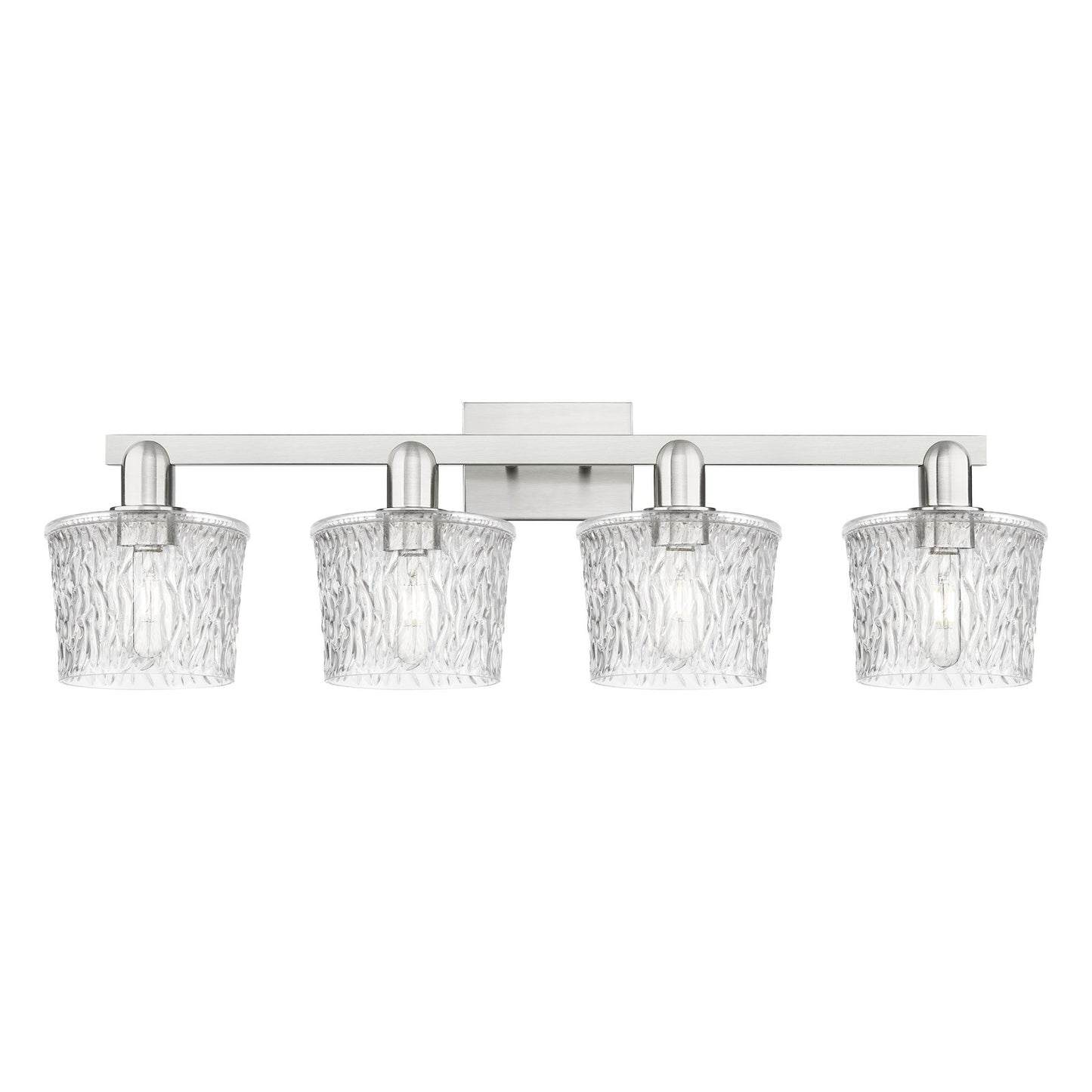 Innovations Niagara 34in 4-Light Bath Vanity Light | Industrial Brushed Satin Nickel Steel and Clear Glass | Bathroom Vanity | Model 716-4W-SN-G402