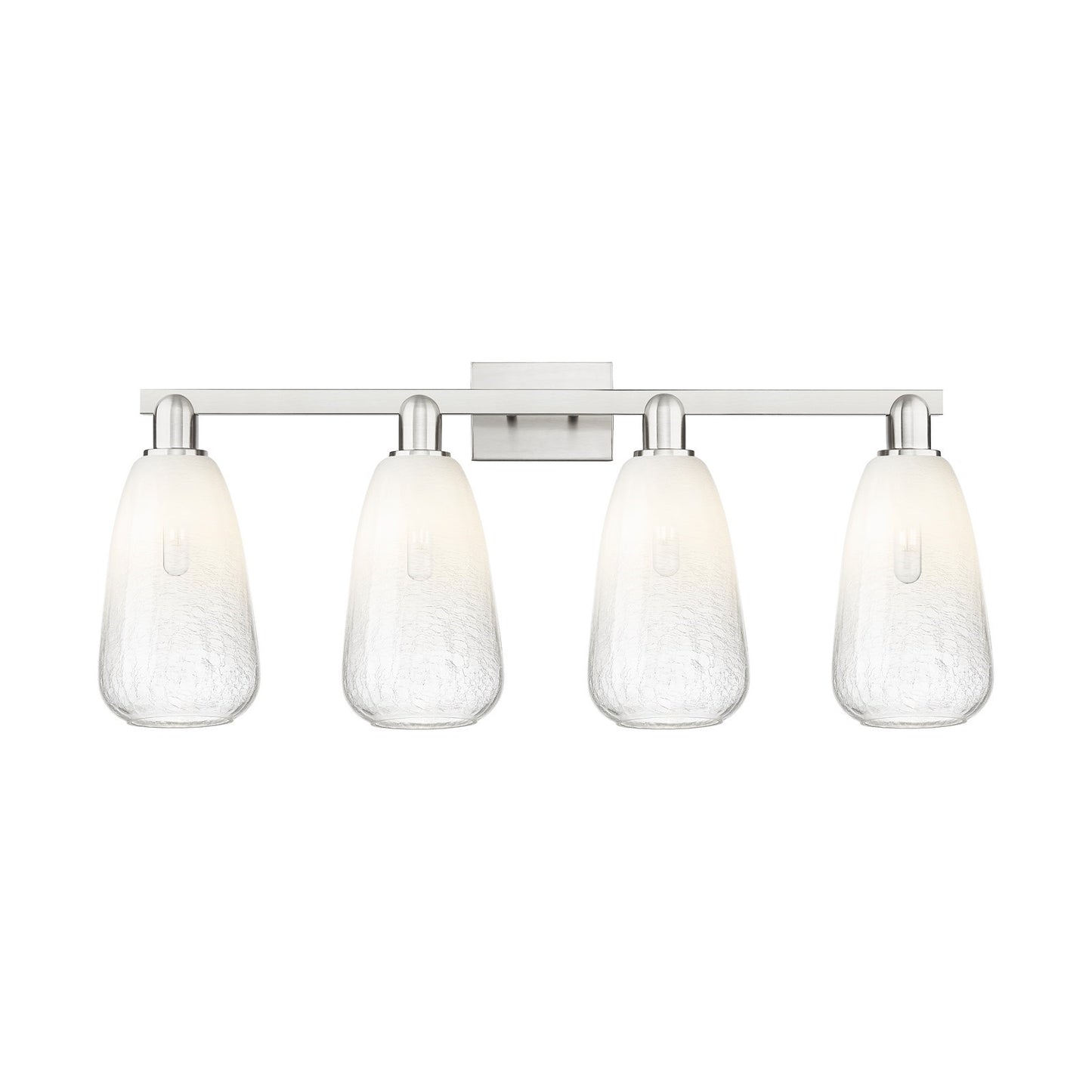 Innovations Brookhaven Almond 36in 4-Light Bath Vanity Light | Industrial Brushed Satin Nickel and Opal Glass | Bathroom Vanity | Model 716-4W-SN-G480-6OP