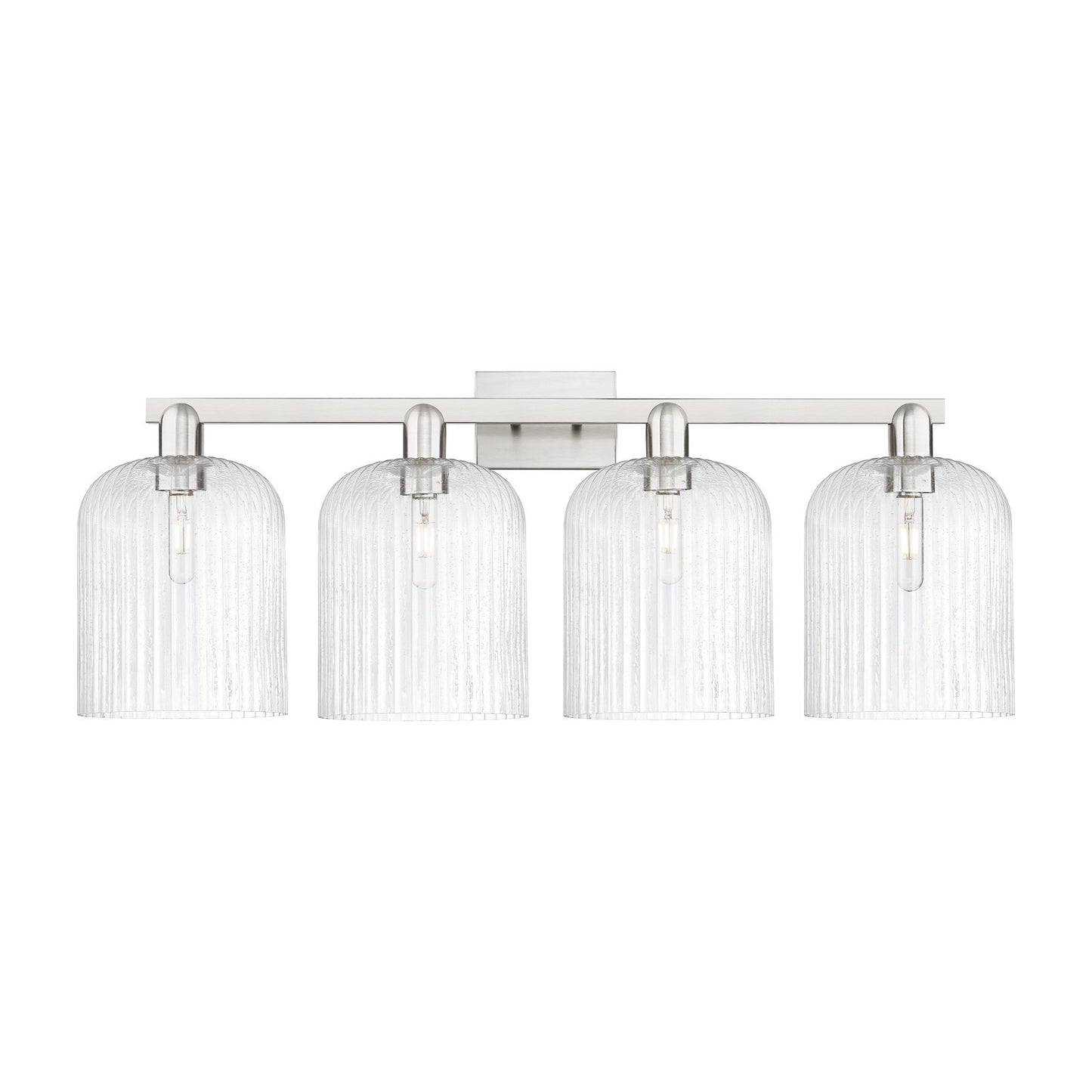 Innovations Bridal Veil 35in 4-Light Bath Vanity | Industrial Brushed Satin Nickel and Seedy Glass | Bathroom Vanity | Model 716-4W-SN-G559-8SDY