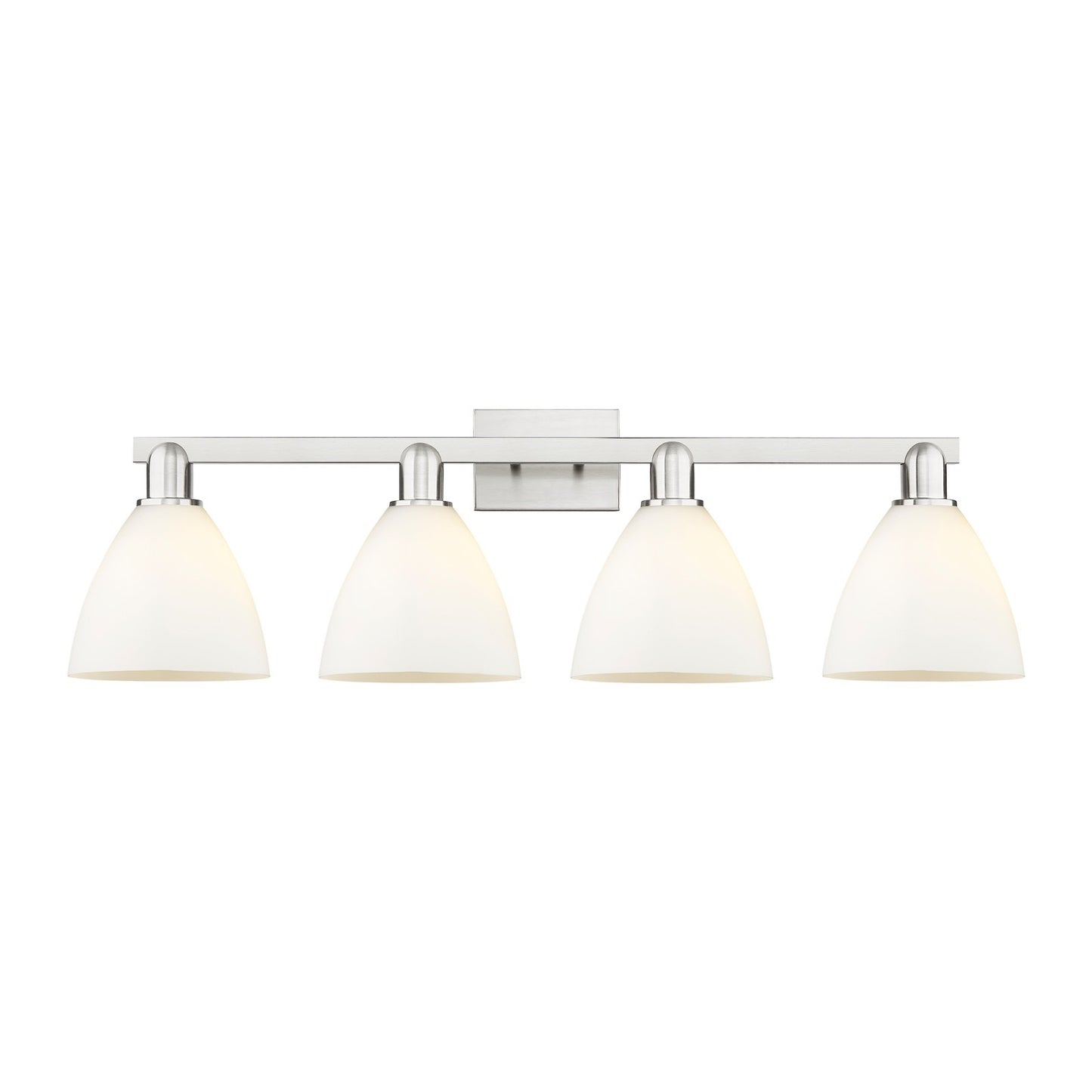 Innovations Bristol 34.5in 4-Light Bath Vanity Light | Industrial Brushed Satin Nickel and Matte White Glass | Bathroom Vanity | Model 716-4W-SN-GBD-751