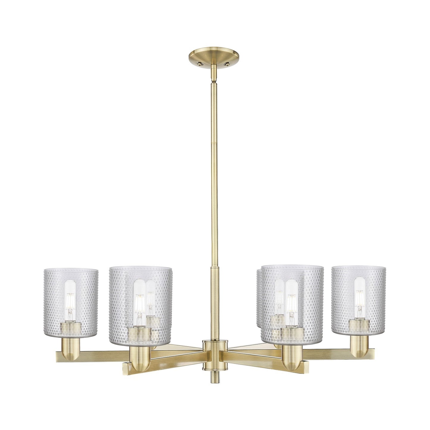 Innovations Cobbleskill 35in 6-Light Chandelier | Industrial Antique Brass Steel and Clear Cobbleskill Glass | Dining Room & | Model 716-6CR-AB-G112