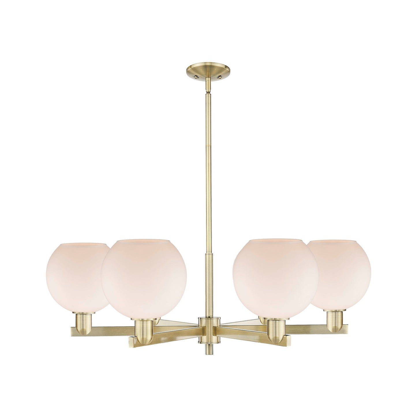 Innovations Athens 38in 6-Light Chandelier | Industrial Antique Brass and Matte White Glass | Dining Room & Living Room | Model 716-6CR-AB-G121-8