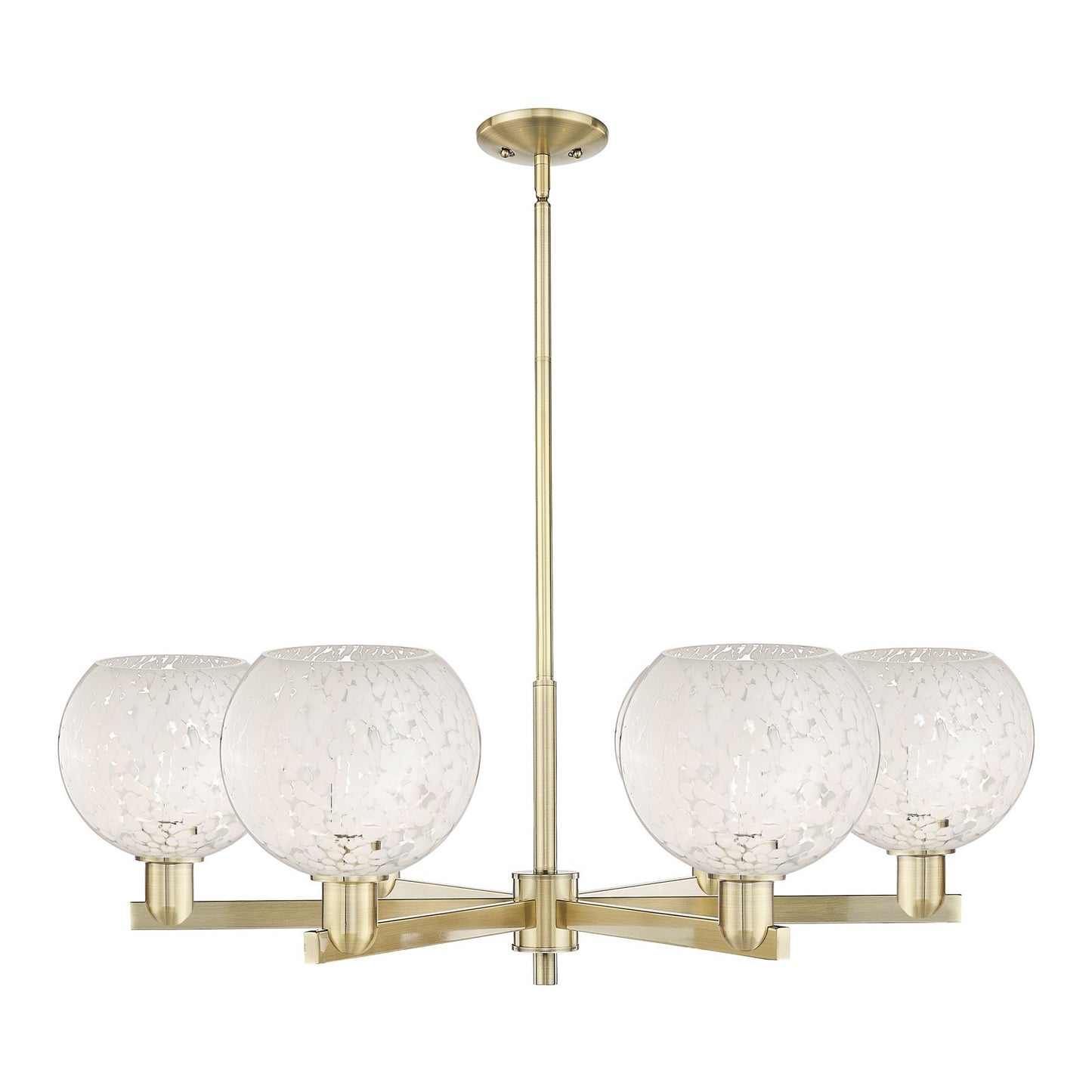 Innovations Lighting Arcadia 38in 6-Light Chandelier | Industrial Antique Brass Steel and White Mouchette Glass | Dining Room | Model 716-6CR-AB-G1216-8WM