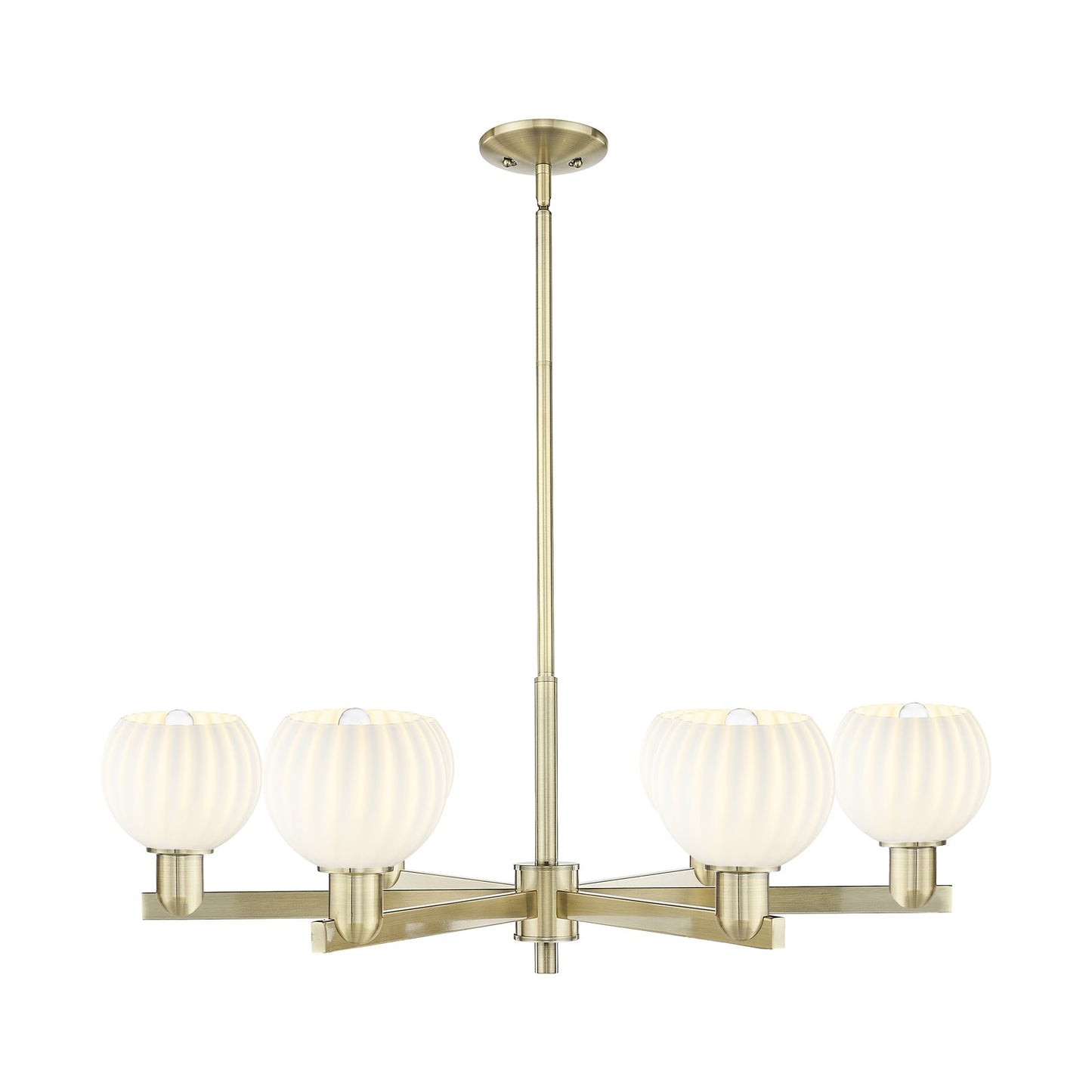 Innovations Lighting White Venetian 36in 6-Light Chandelier | Industrial Antique Brass and White Venetian Glass | Dining Room | Model 716-6CR-AB-G1217-6WV