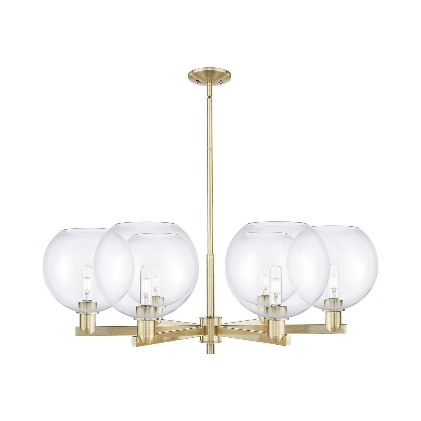 Innovations Athens 40in 6-Light Chandelier | Industrial Antique Brass Steel and Clear Glass | Dining Room & Living Room | Model 716-6CR-AB-G122-10
