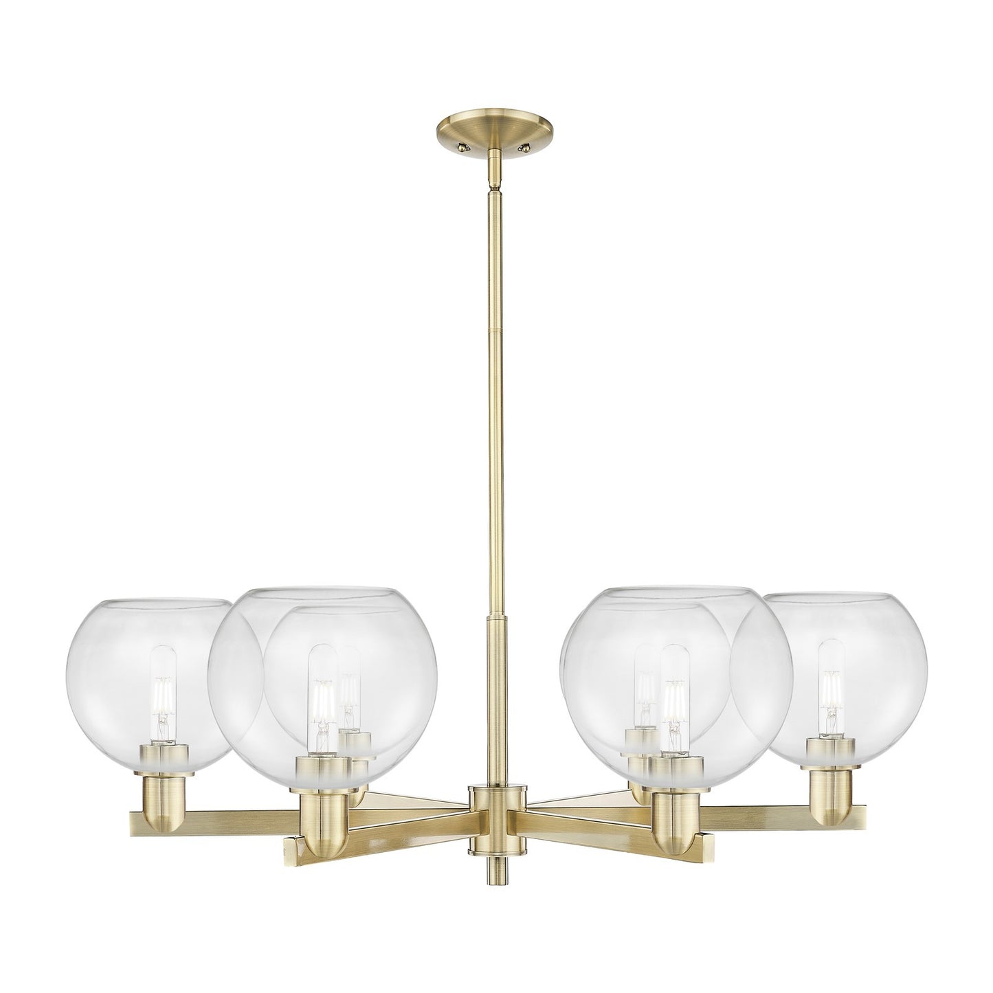 Innovations Athens 38in 6-Light Chandelier | Industrial Antique Brass Steel and Clear Glass | Dining Room & Living Room | Model 716-6CR-AB-G122-8