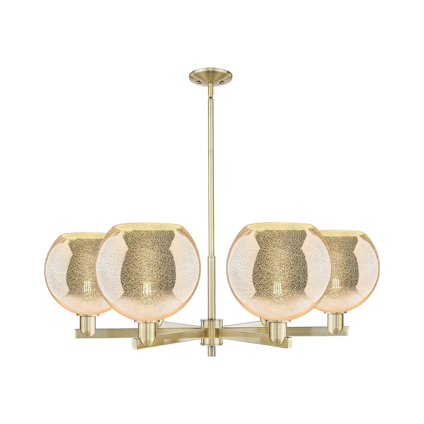 Innovations Athens 40in 6-Light Chandelier | Industrial Antique Brass and Mercury Glass | Dining Room & Living Room | Model 716-6CR-AB-G128-10