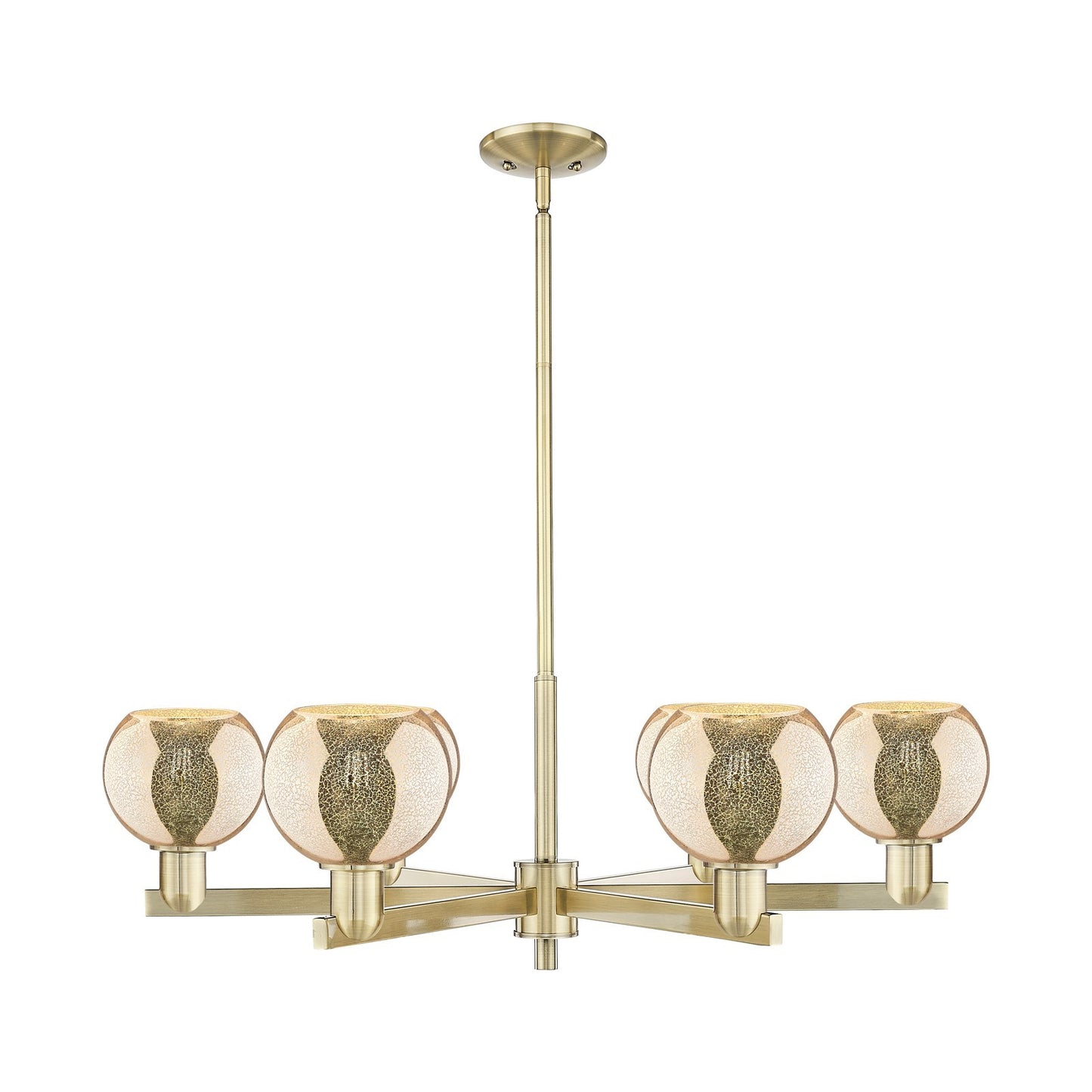 Innovations Athens 36in 6-Light Chandelier | Industrial Antique Brass and Mercury Glass | Dining Room & Living Room | Model 716-6CR-AB-G128-6